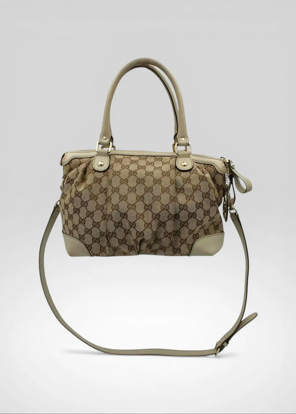Preloved | Gucci GG Monogram Håndtaske & Crossbody med Hvid Læder Gucci