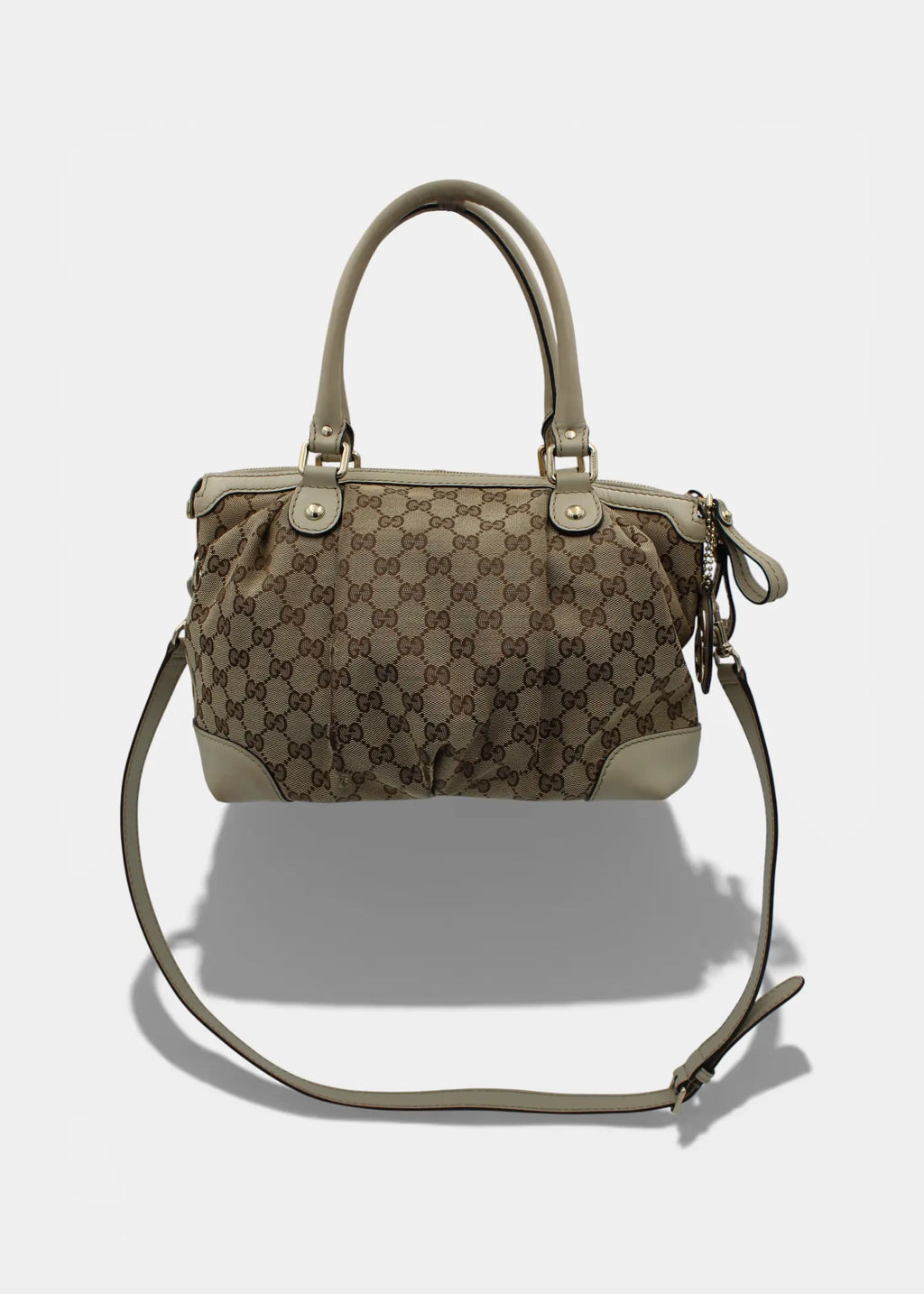 Preloved | Gucci GG Monogram Håndtaske & Crossbody med Hvid Læder