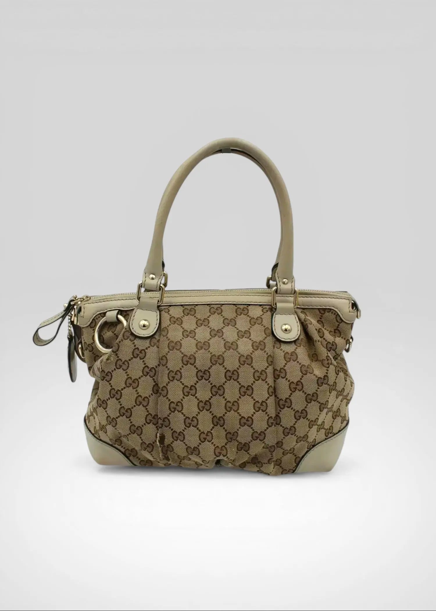 Preloved | Gucci GG Monogram Håndtaske & Crossbody med Hvid Læder Gucci