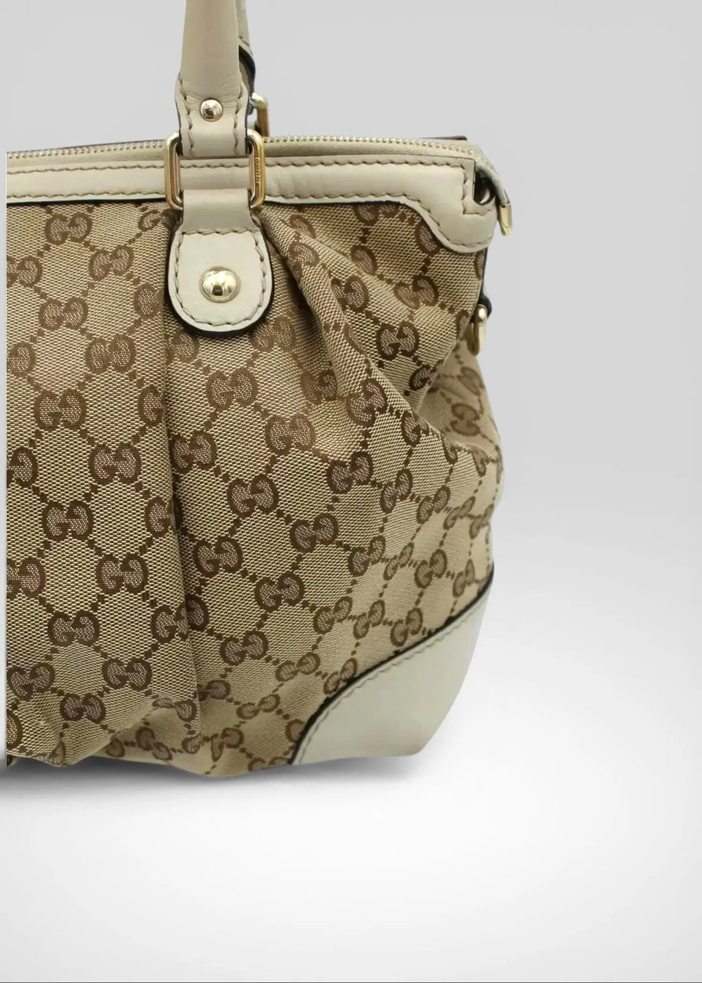 Preloved | Gucci GG Monogram Håndtaske & Crossbody med Hvid Læder Gucci