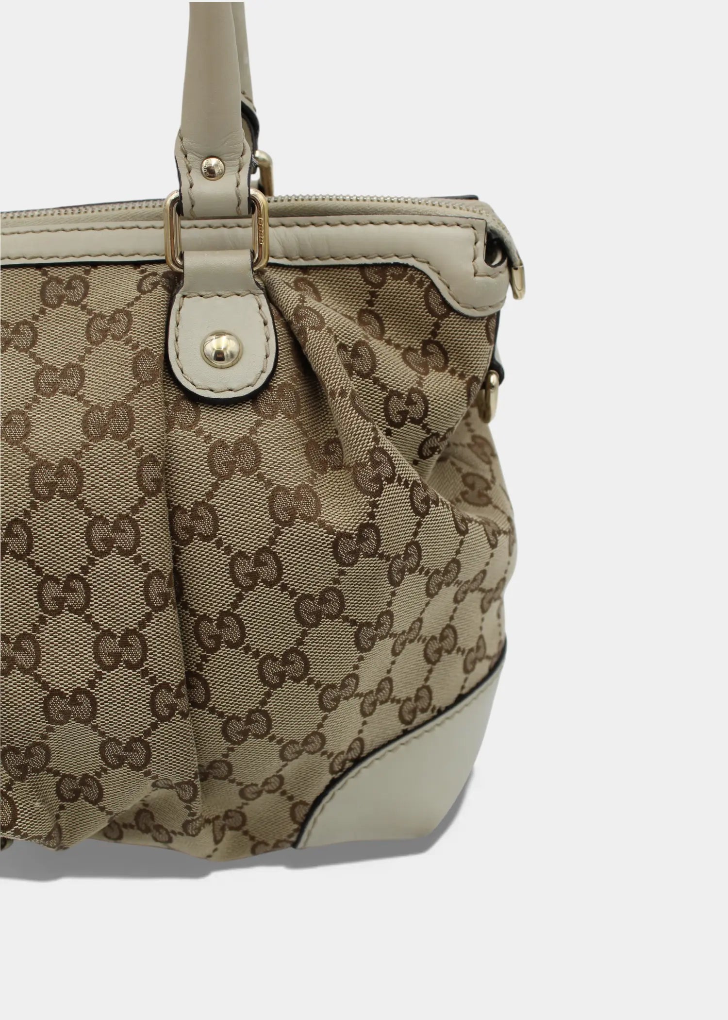 Preloved | Gucci GG Monogram Håndtaske & Crossbody med Hvid Læder