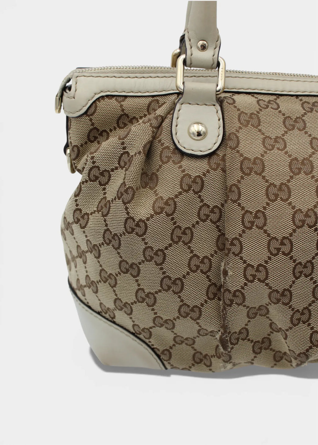 Preloved | Gucci GG Monogram Håndtaske & Crossbody med Hvid Læder