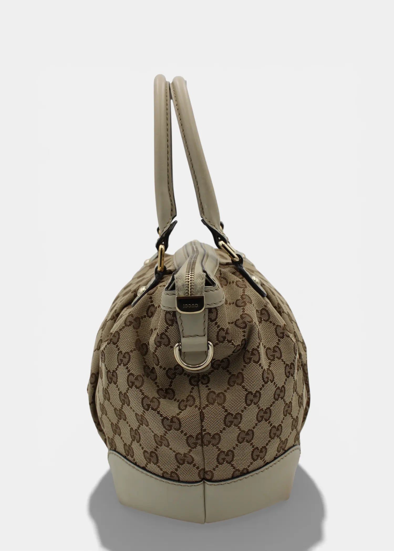 Preloved | Gucci GG Monogram Håndtaske & Crossbody med Hvid Læder