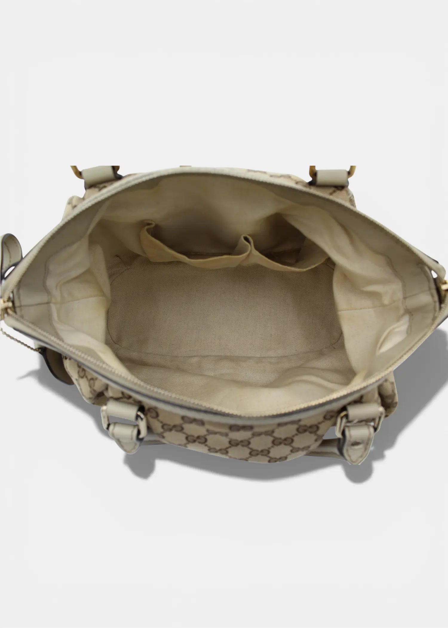 Preloved | Gucci GG Monogram Håndtaske & Crossbody med Hvid Læder