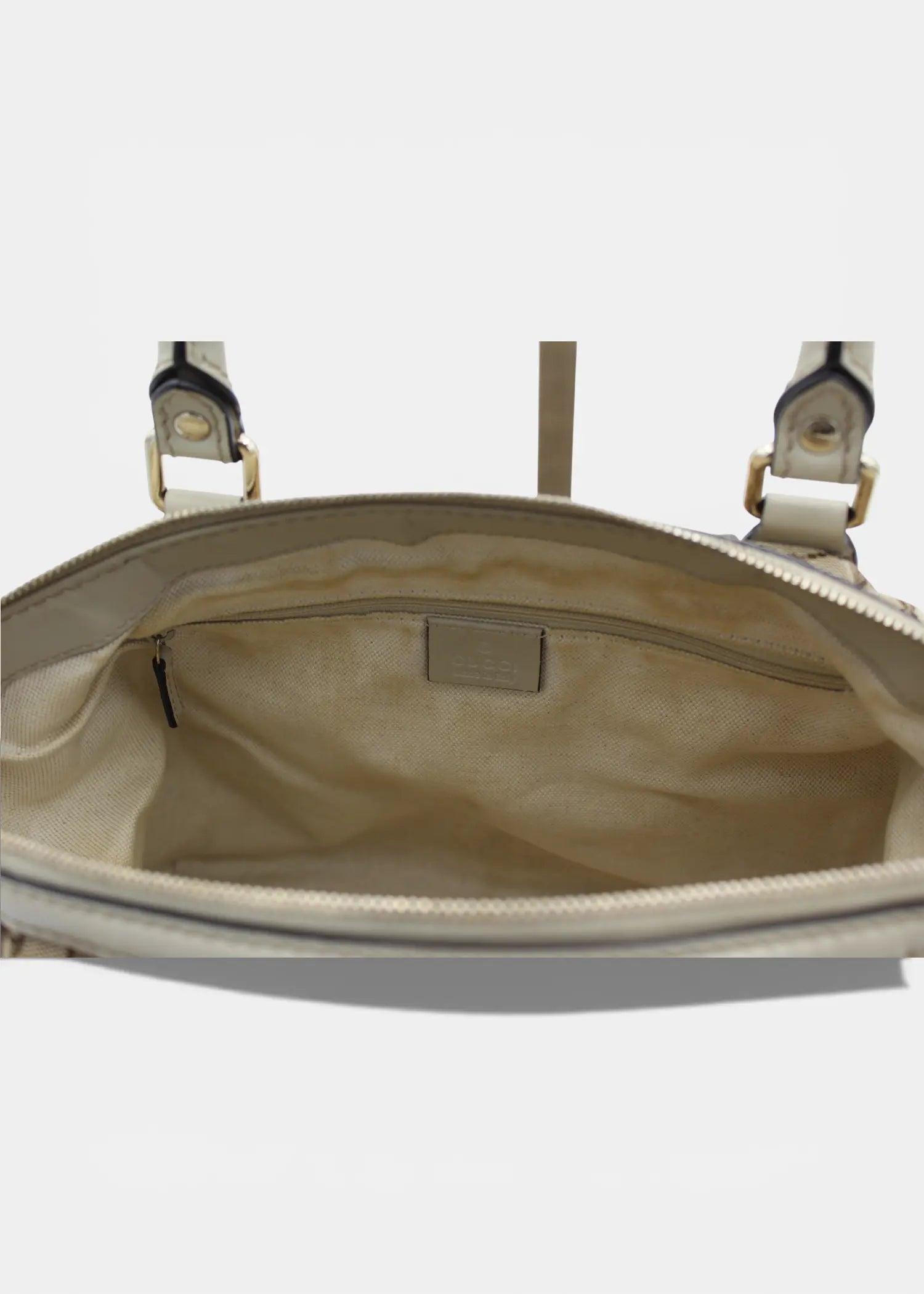 Preloved | Gucci GG Monogram Håndtaske & Crossbody med Hvid Læder