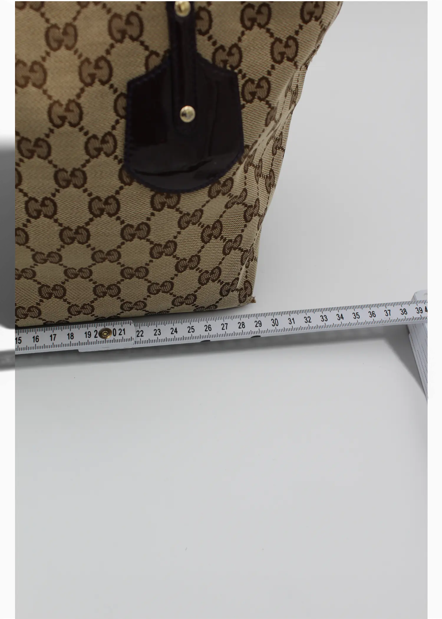 Preloved | Gucci GG Monogram Totebag med Sort PVC Læder