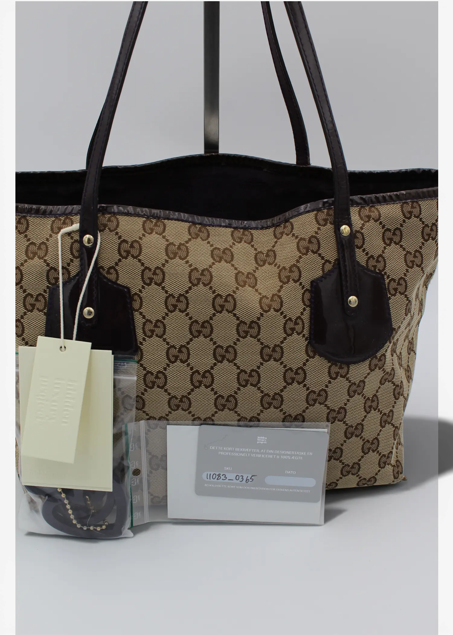 Preloved | Gucci GG Monogram Totebag med Sort PVC Læder