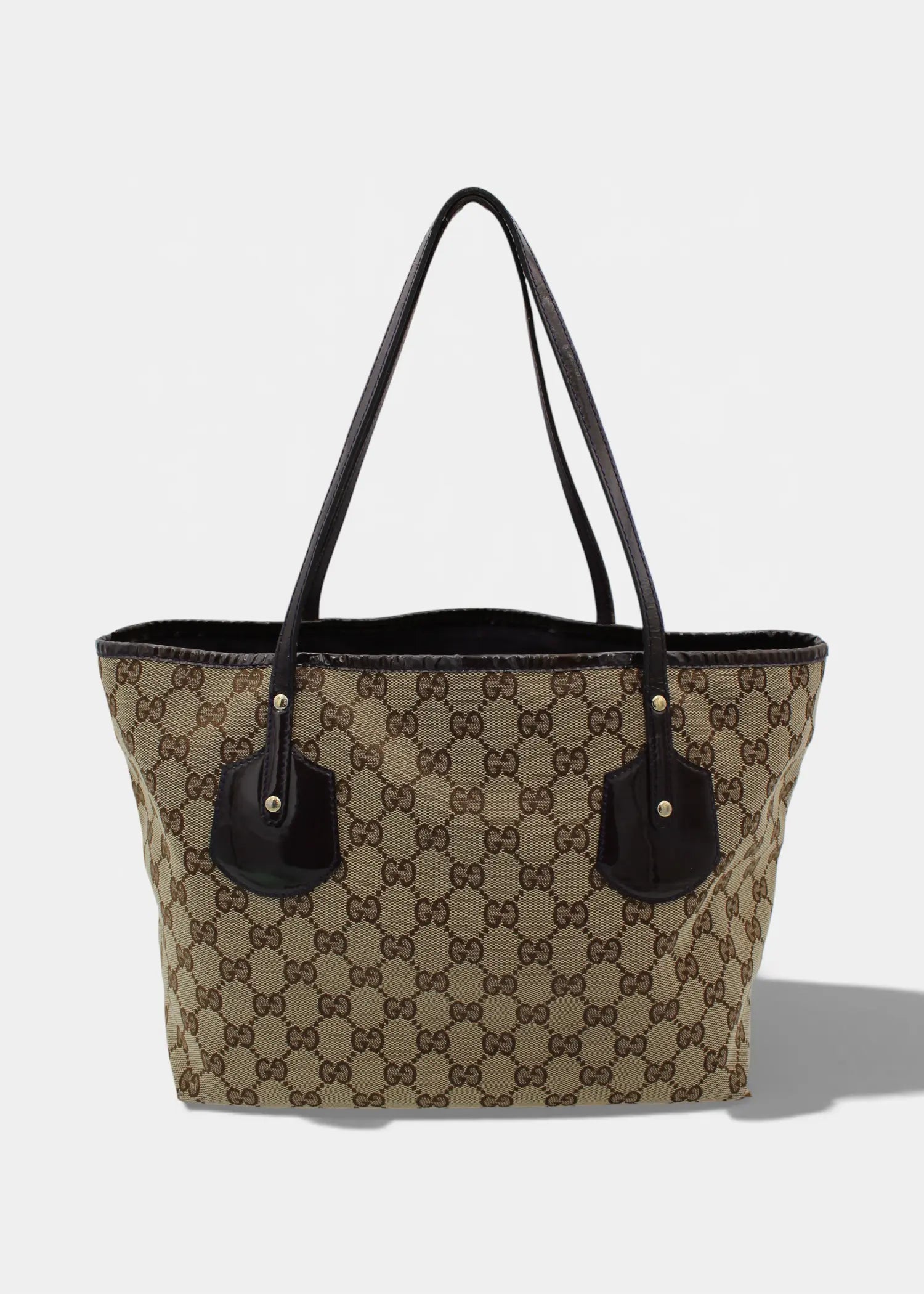 Preloved | Gucci GG Monogram Totebag med Sort PVC Læder