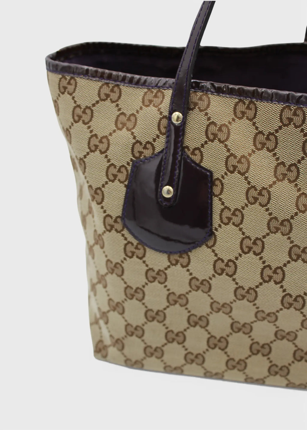 Preloved | Gucci GG Monogram Totebag med Sort PVC Læder