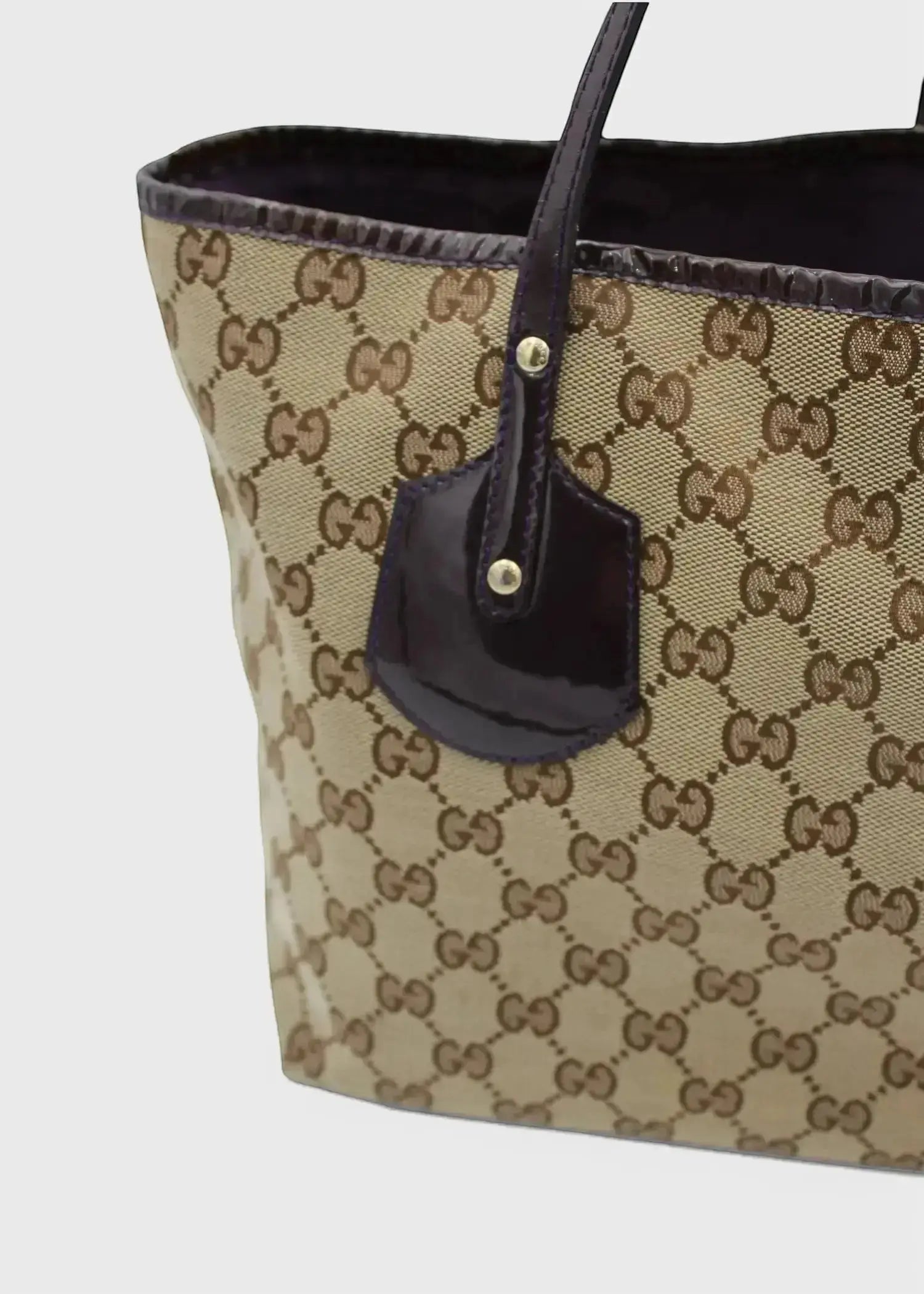 Preloved | Gucci GG Monogram Totebag med Sort / Lilla PVC Læder Gucci