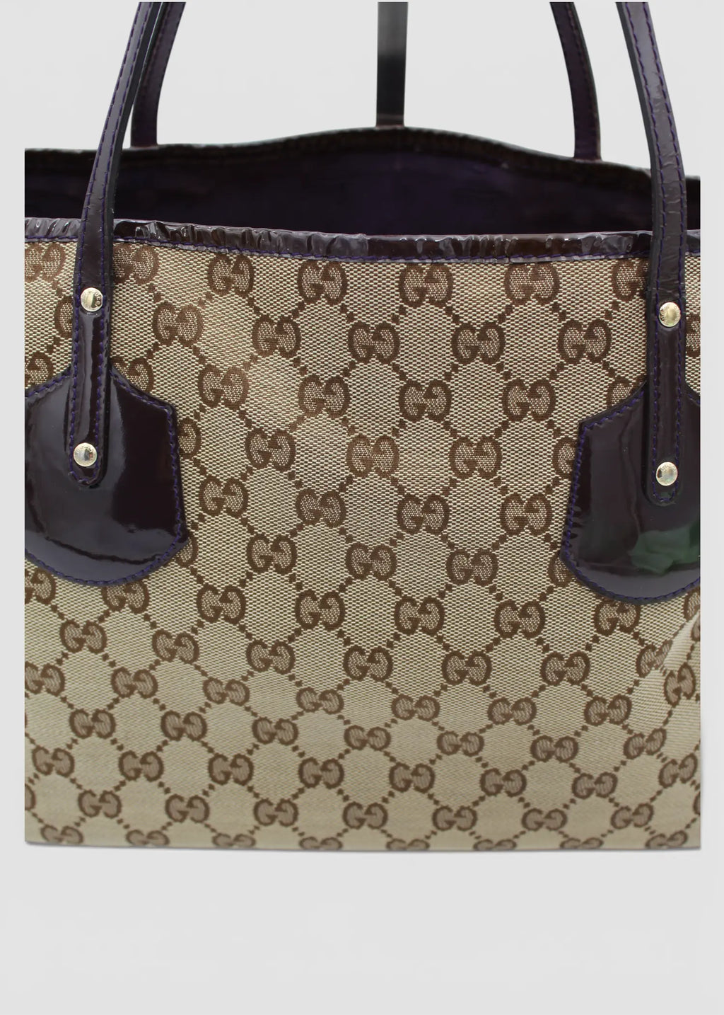 Preloved | Gucci GG Monogram Totebag med Sort PVC Læder