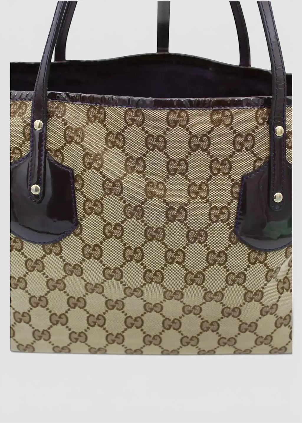 Preloved | Gucci GG Monogram Totebag med Sort / Lilla PVC Læder Gucci