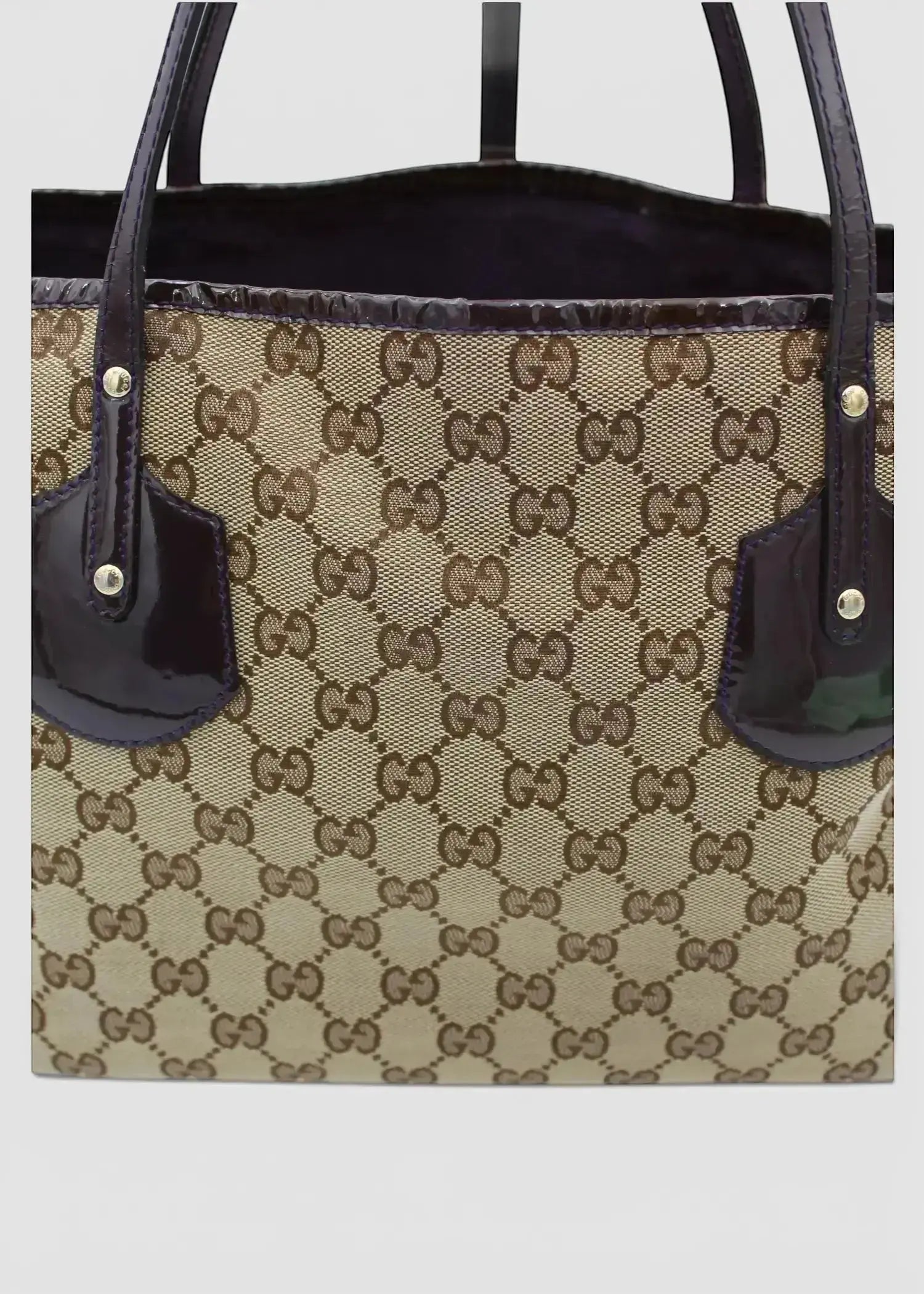 Preloved | Gucci GG Monogram Totebag med Sort / Lilla PVC Læder Gucci