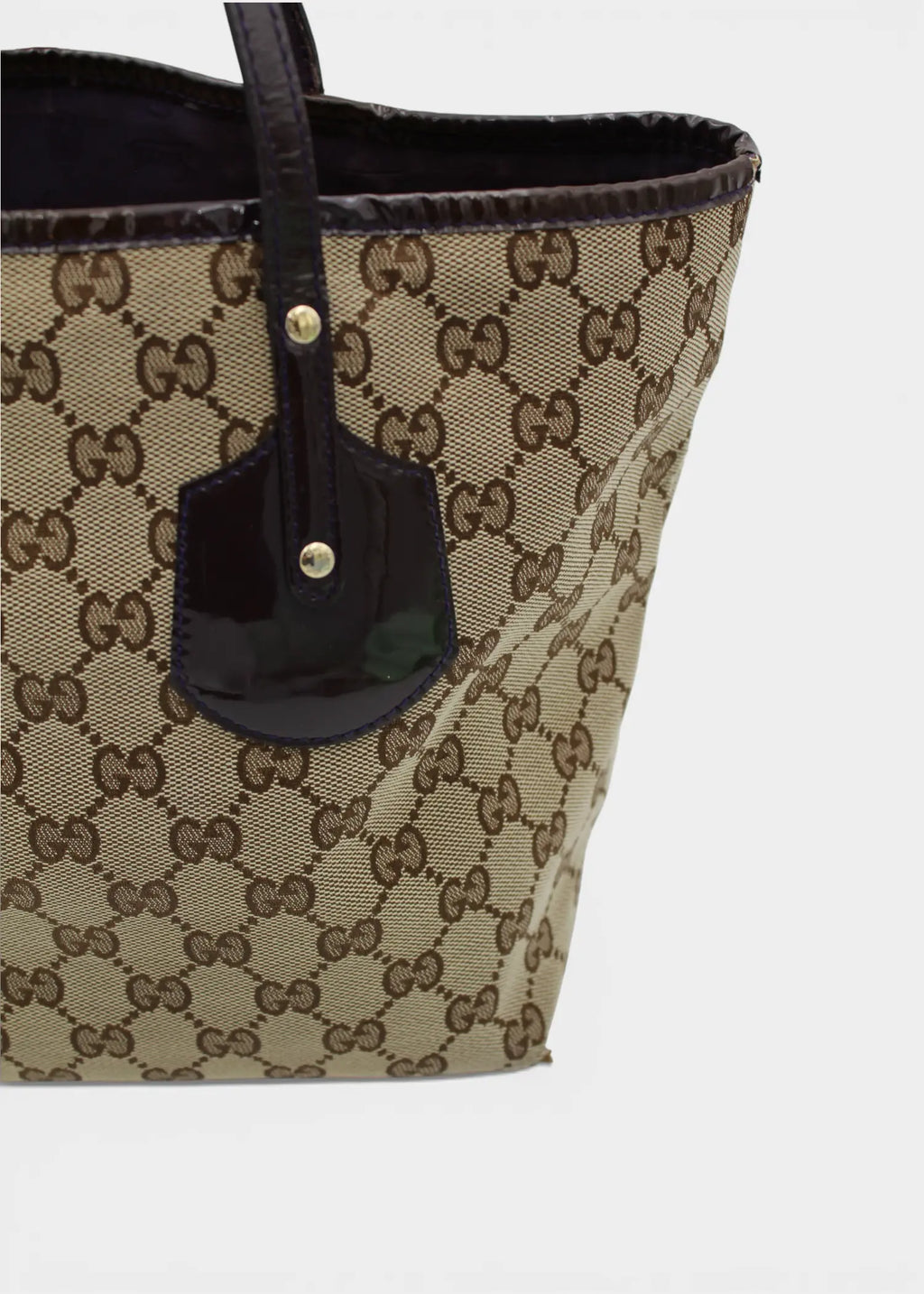 Preloved | Gucci GG Monogram Totebag med Sort PVC Læder