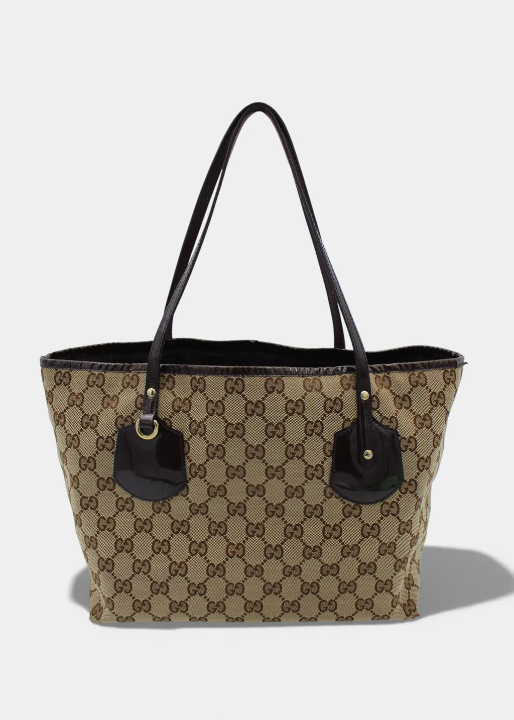 Preloved | Gucci GG Monogram Totebag med Sort PVC Læder