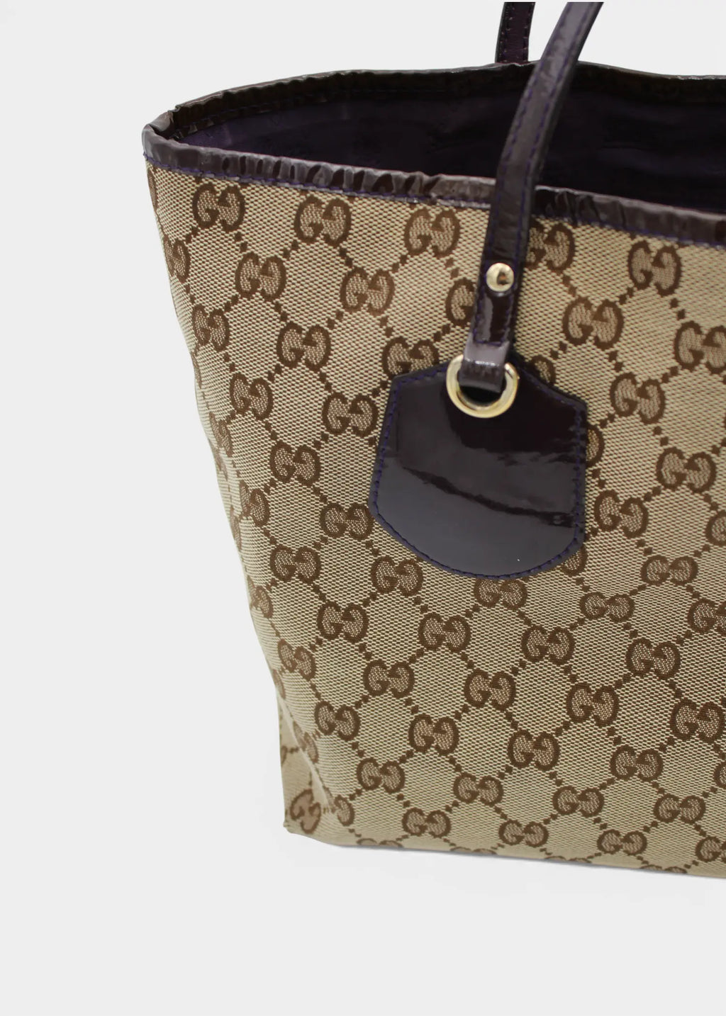 Preloved | Gucci GG Monogram Totebag med Sort PVC Læder