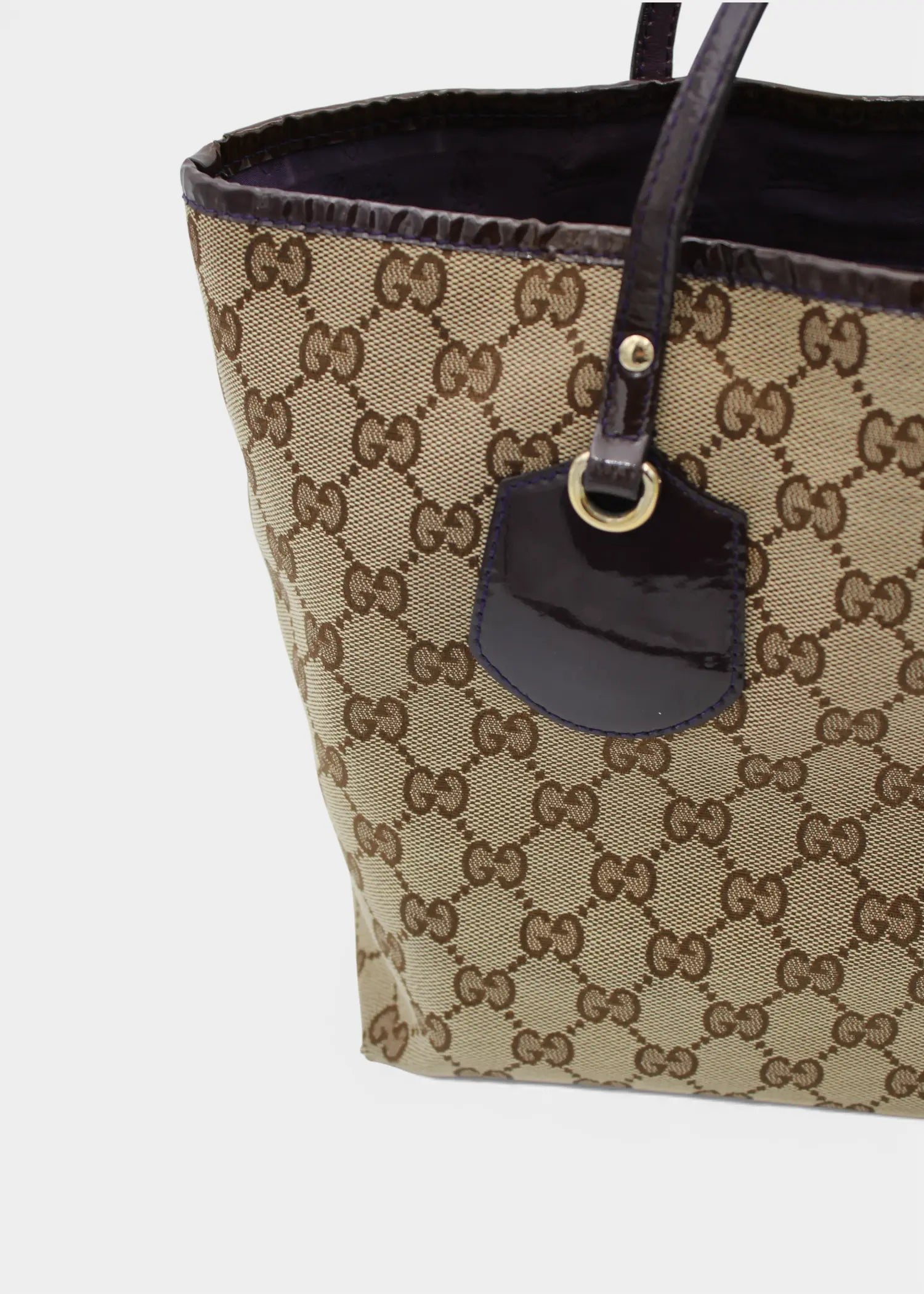 Preloved | Gucci GG Monogram Totebag med Sort PVC Læder