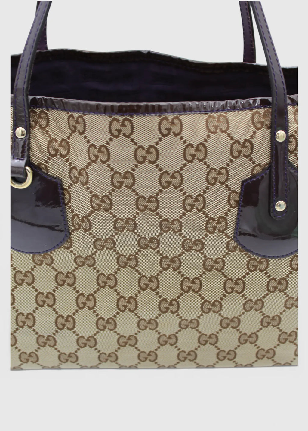 Preloved | Gucci GG Monogram Totebag med Sort PVC Læder