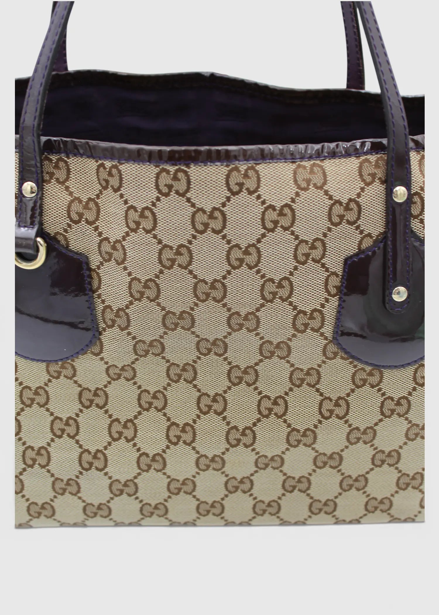 Preloved | Gucci GG Monogram Totebag med Sort PVC Læder