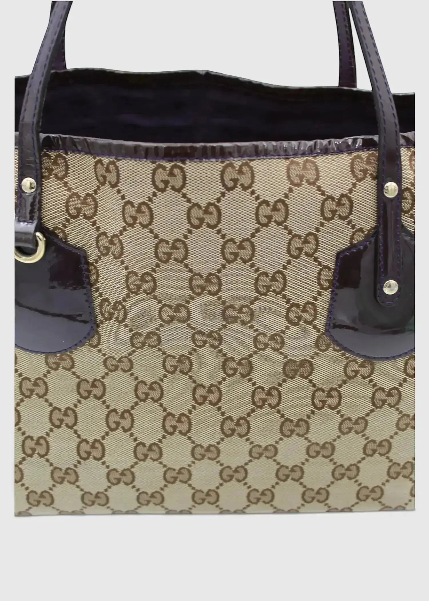 Preloved | Gucci GG Monogram Totebag med Sort / Lilla PVC Læder Gucci