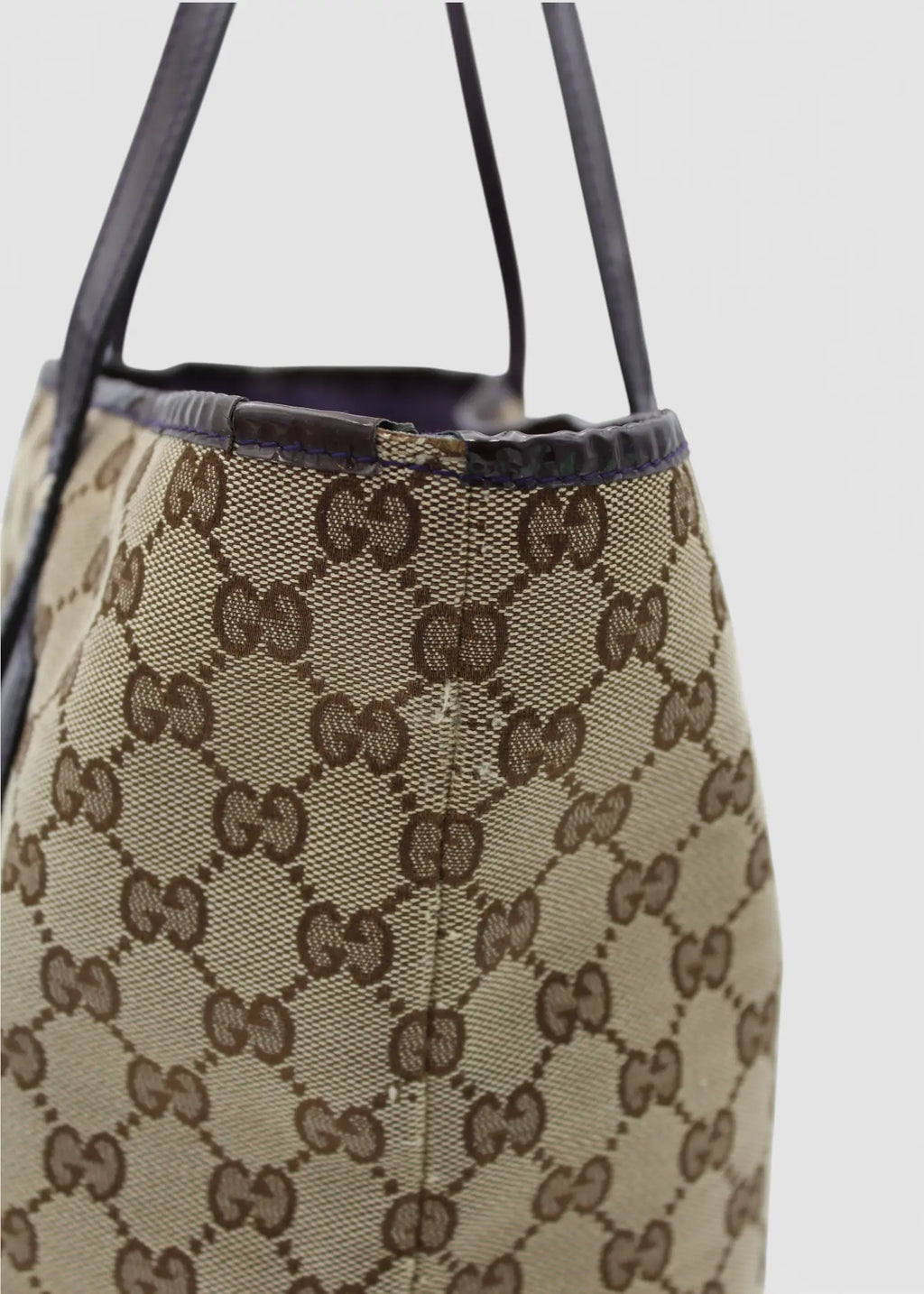 Preloved | Gucci GG Monogram Totebag med Sort PVC Læder