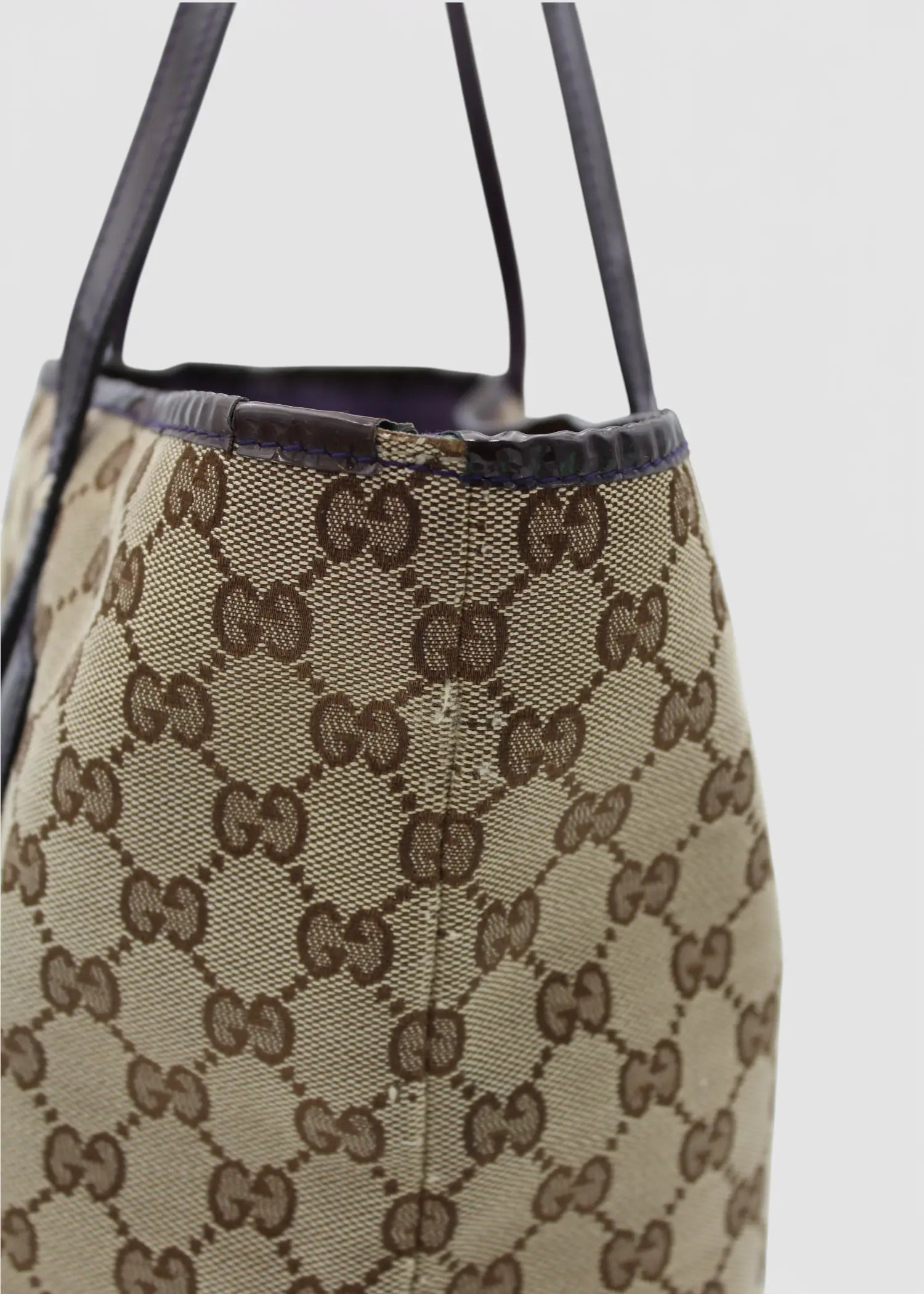 Preloved | Gucci GG Monogram Totebag med Sort PVC Læder