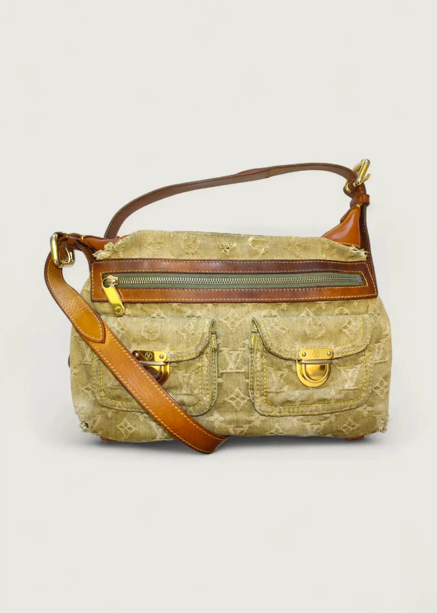 Preloved | Louis Vuitton Monogram Denim Baggy PM Crossbody i Grøn Gul Lichen Canvas Louis Vuitton