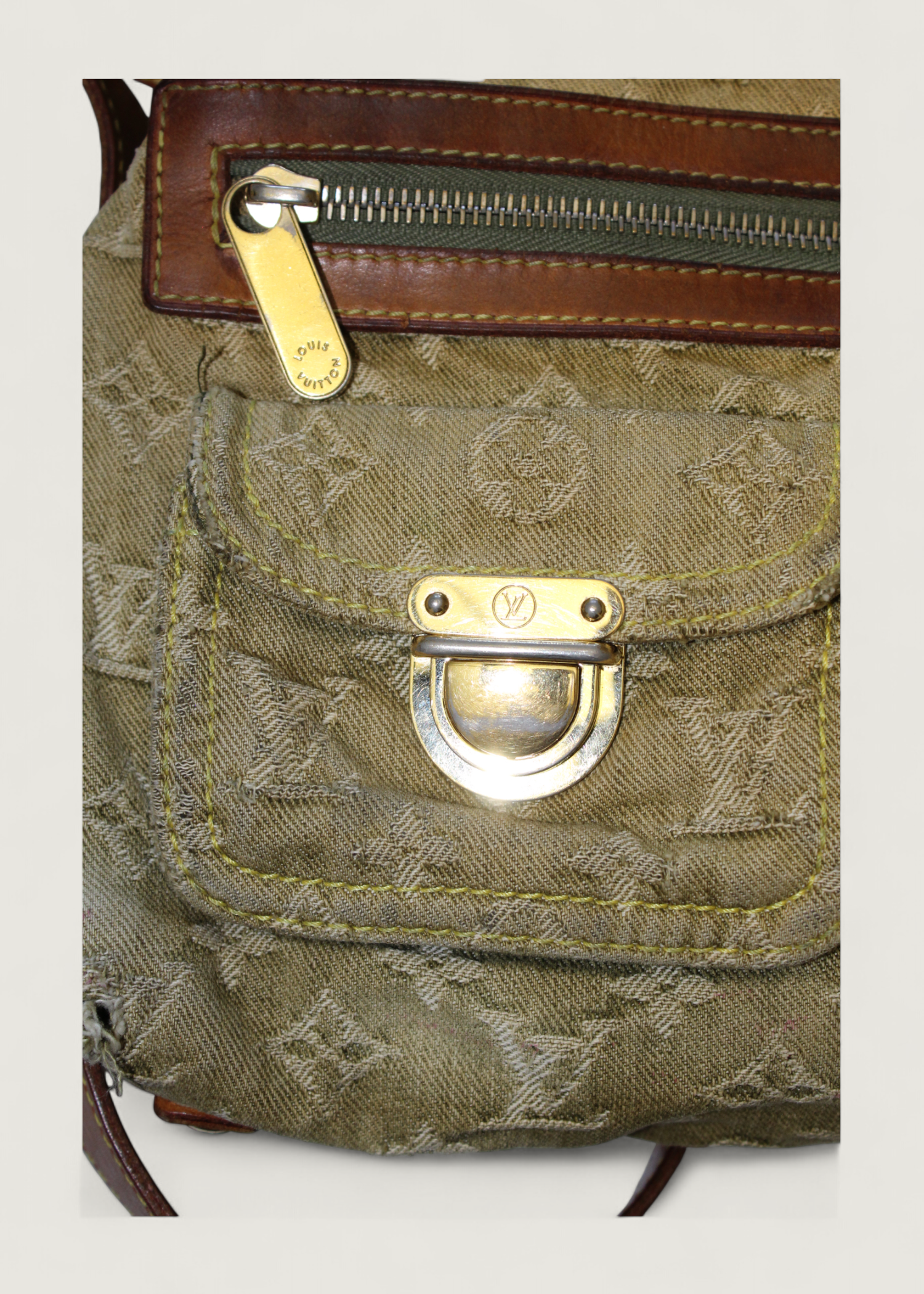 Preloved | Louis Vuitton Monogram Denim Baggy PM Crossbody i Grøn Gul Lichen Canvas