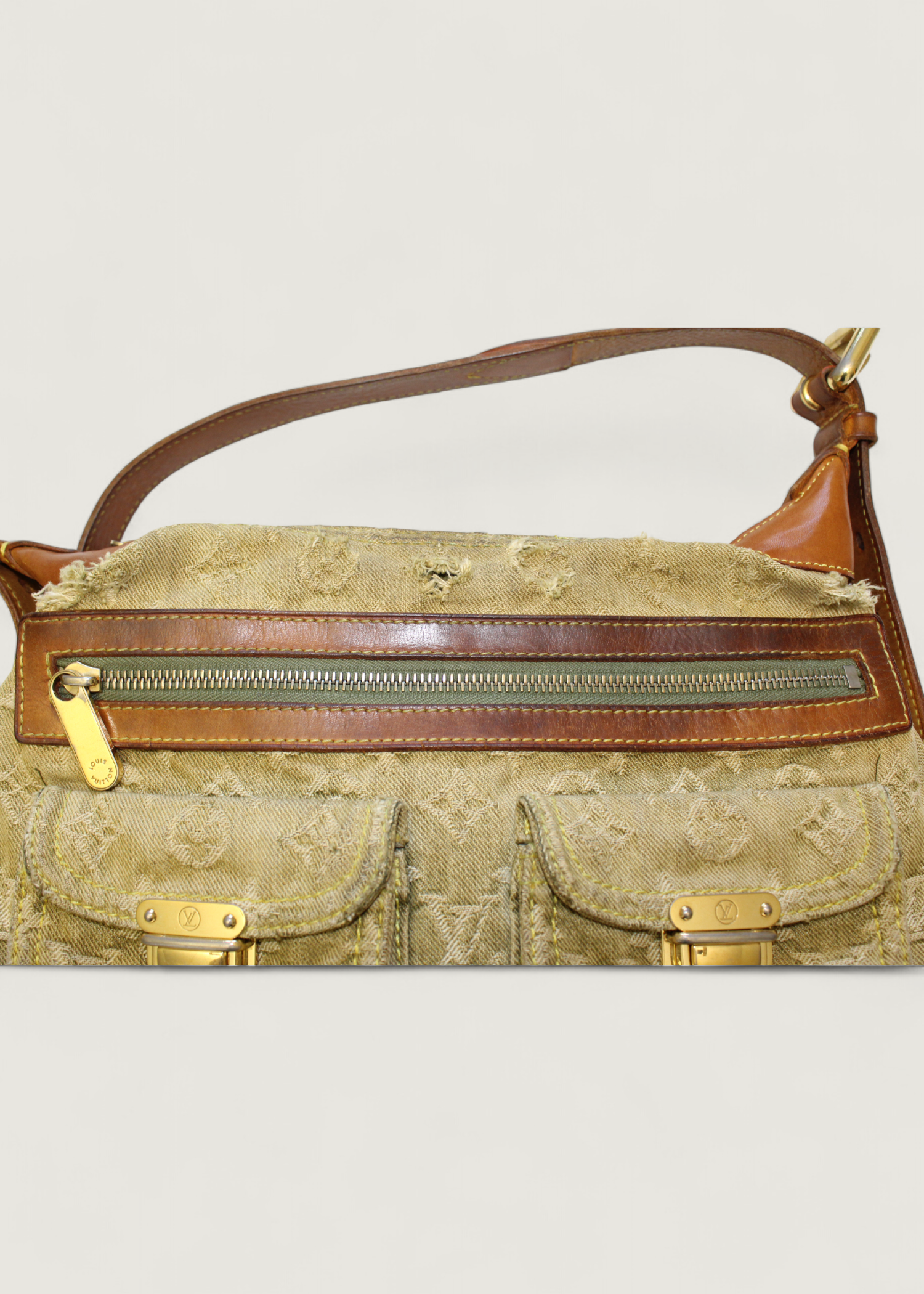 Preloved | Louis Vuitton Monogram Denim Baggy PM Crossbody i Grøn Gul Lichen Canvas
