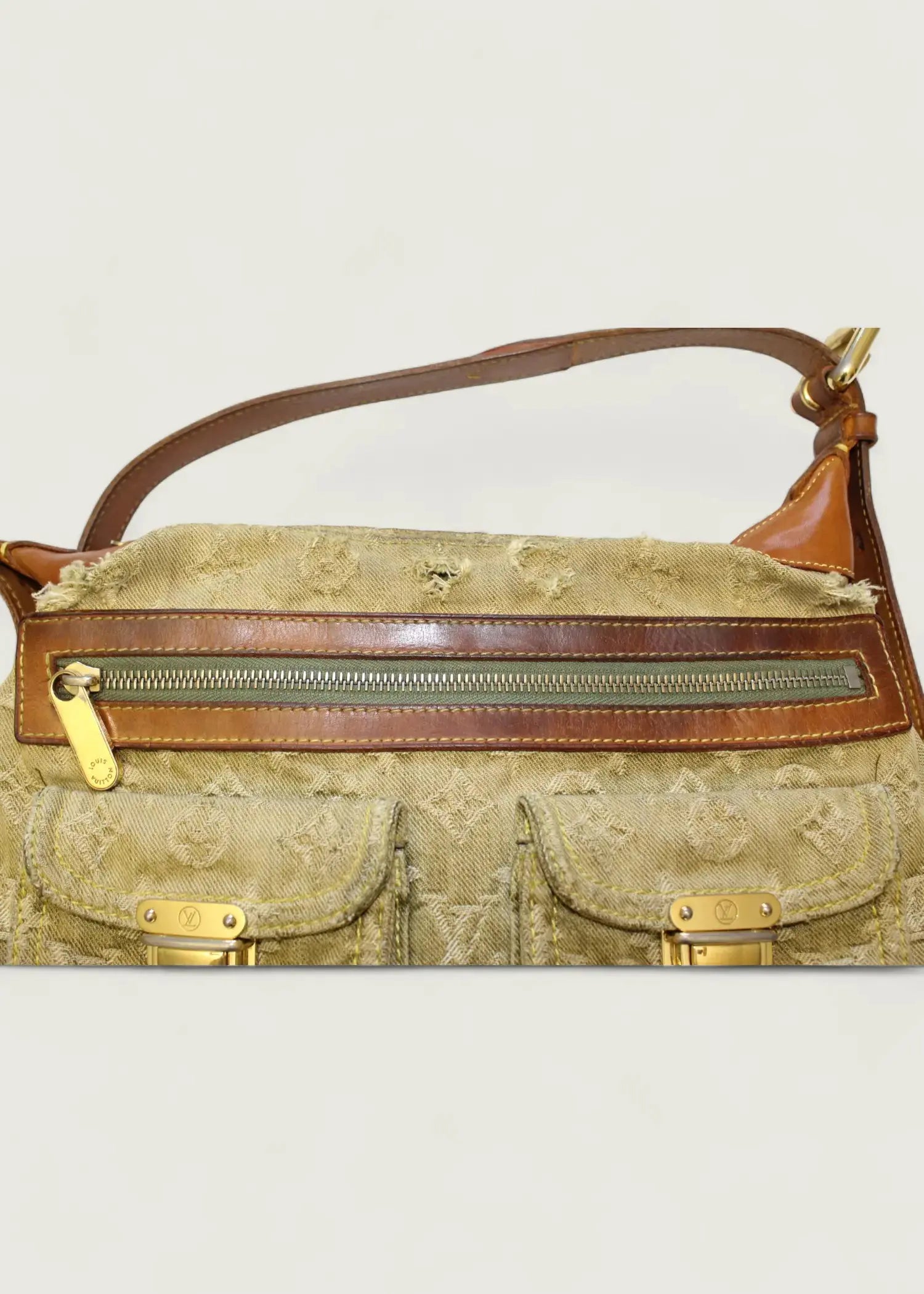 Preloved | Louis Vuitton Monogram Denim Baggy PM Crossbody i Grøn Gul Lichen Canvas Louis Vuitton