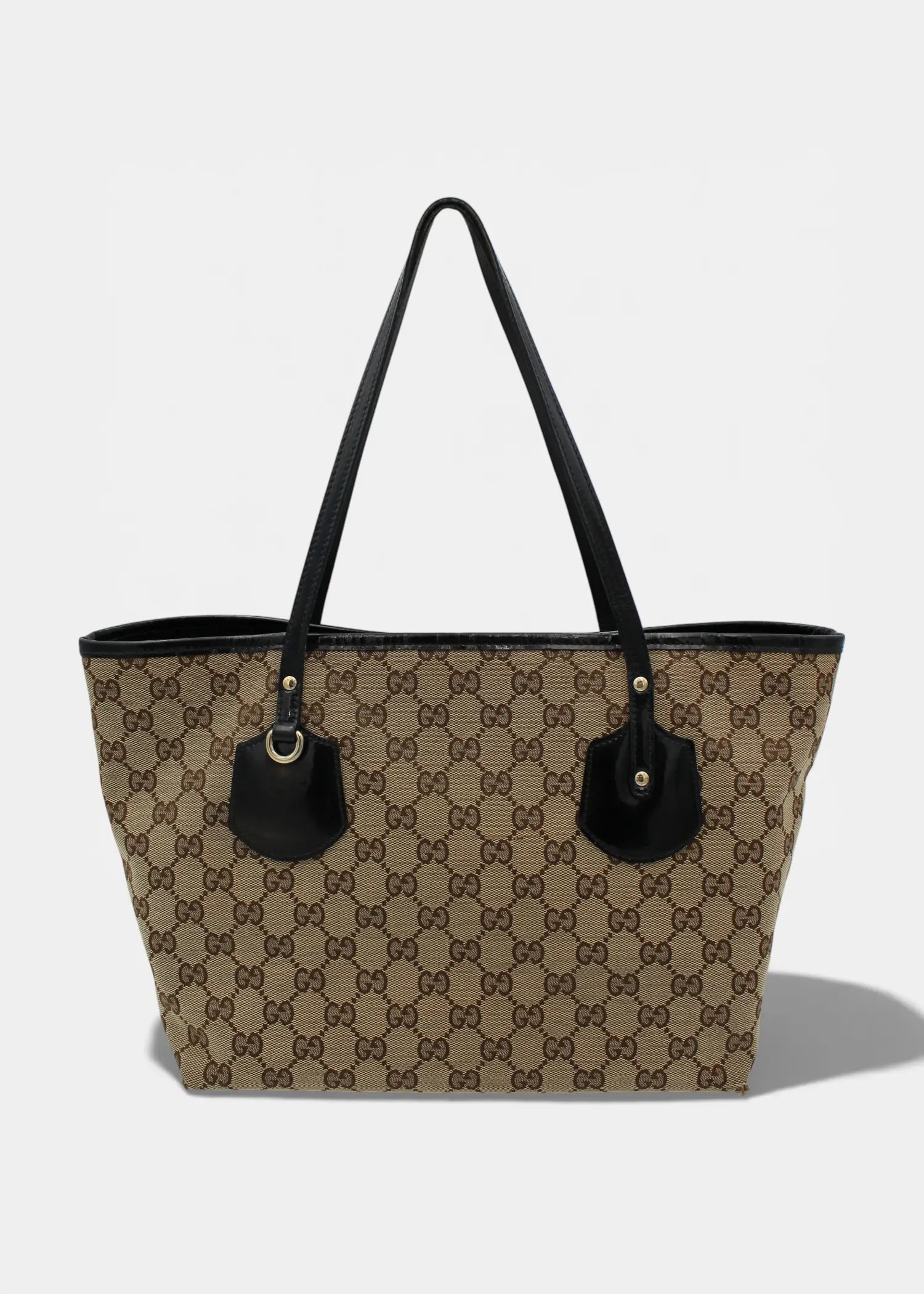 Preloved | Gucci GG Monogram Totebag med Sort PVC Læder