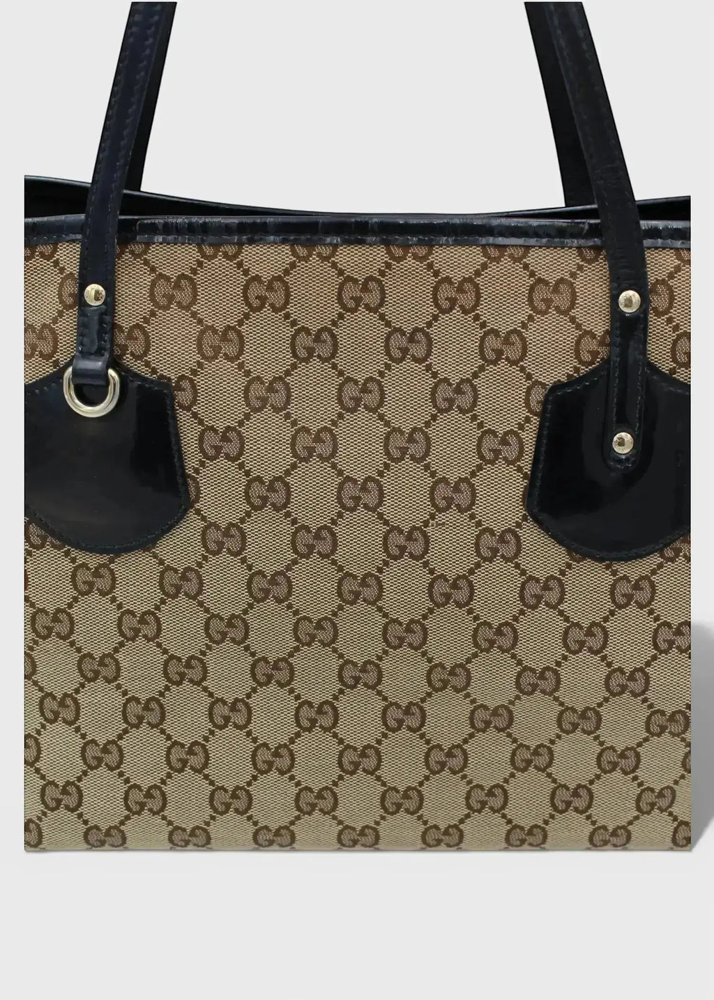 Preloved | Gucci GG Monogram Totebag med Sort PVC Læder Gucci