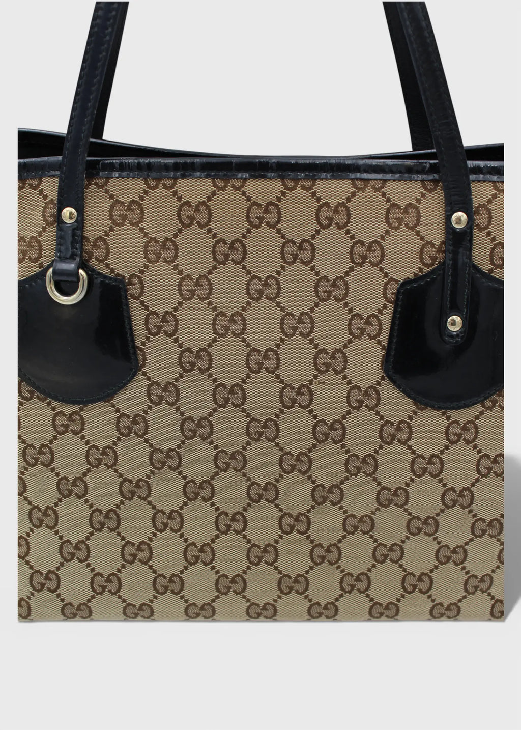 Preloved | Gucci GG Monogram Totebag med Sort PVC Læder