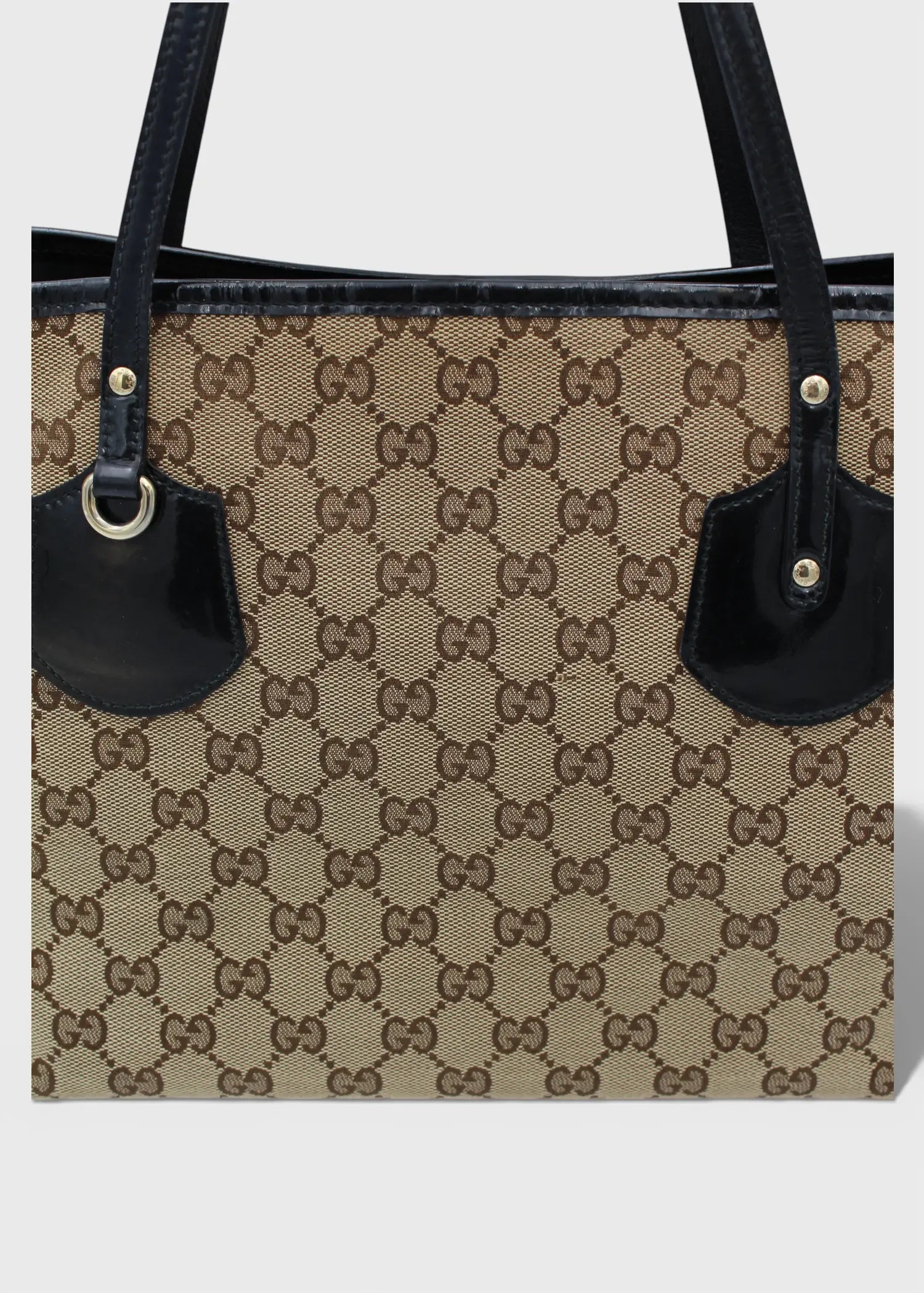 Preloved | Gucci GG Monogram Totebag med Sort PVC Læder