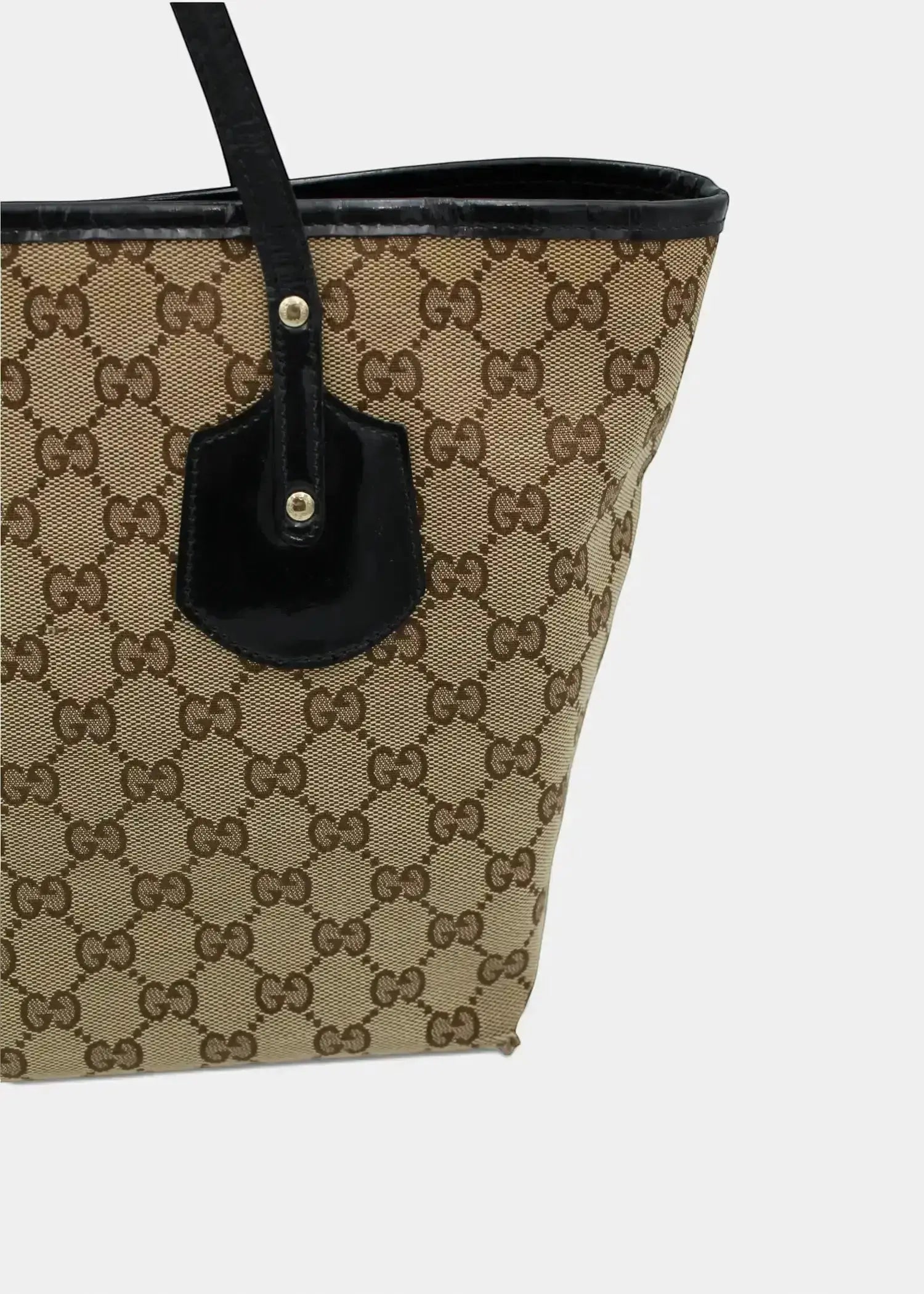 Preloved | Gucci GG Monogram Totebag med Sort PVC Læder Gucci