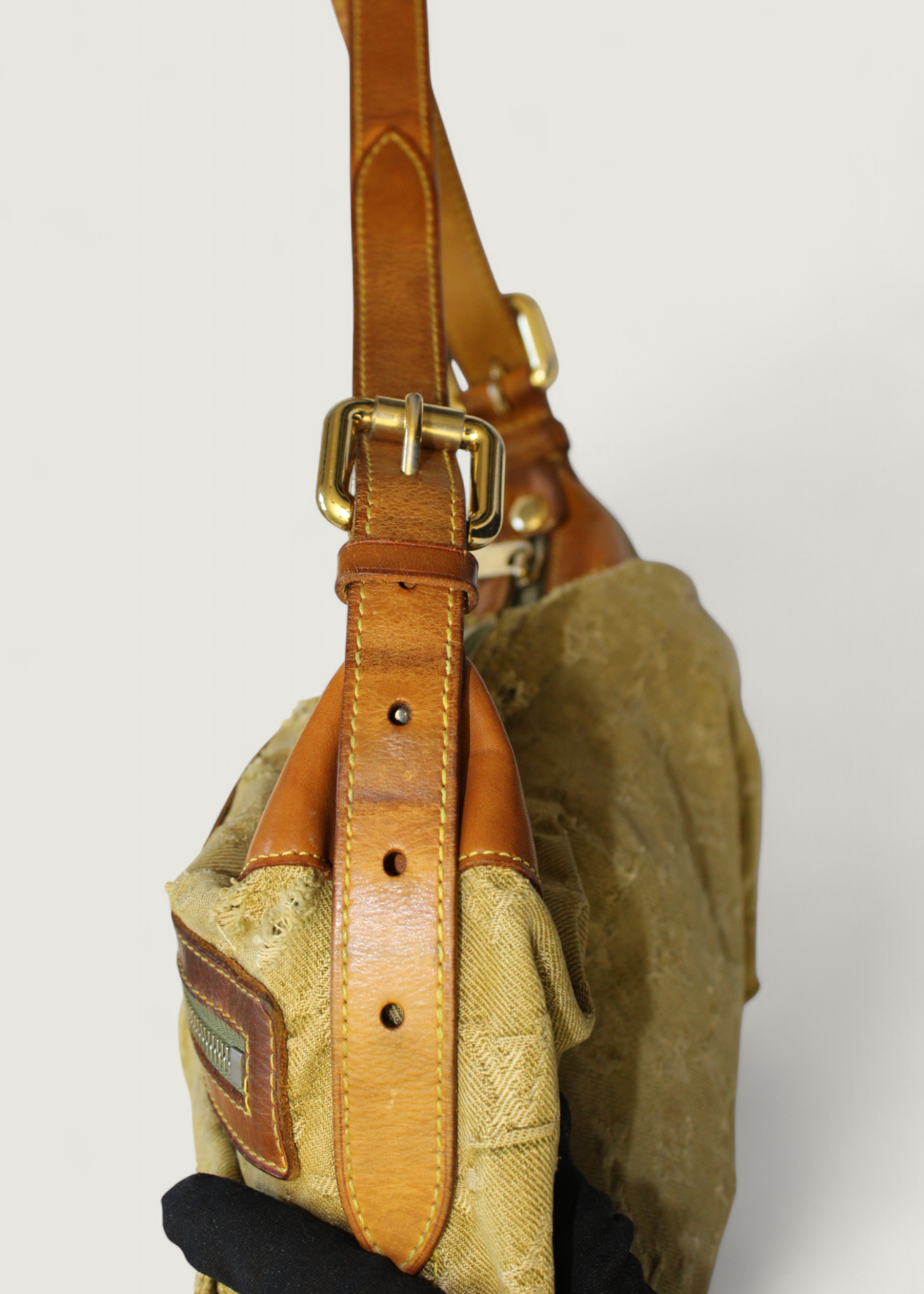 Preloved | Louis Vuitton Monogram Denim Baggy PM Crossbody i Grøn Gul Lichen Canvas