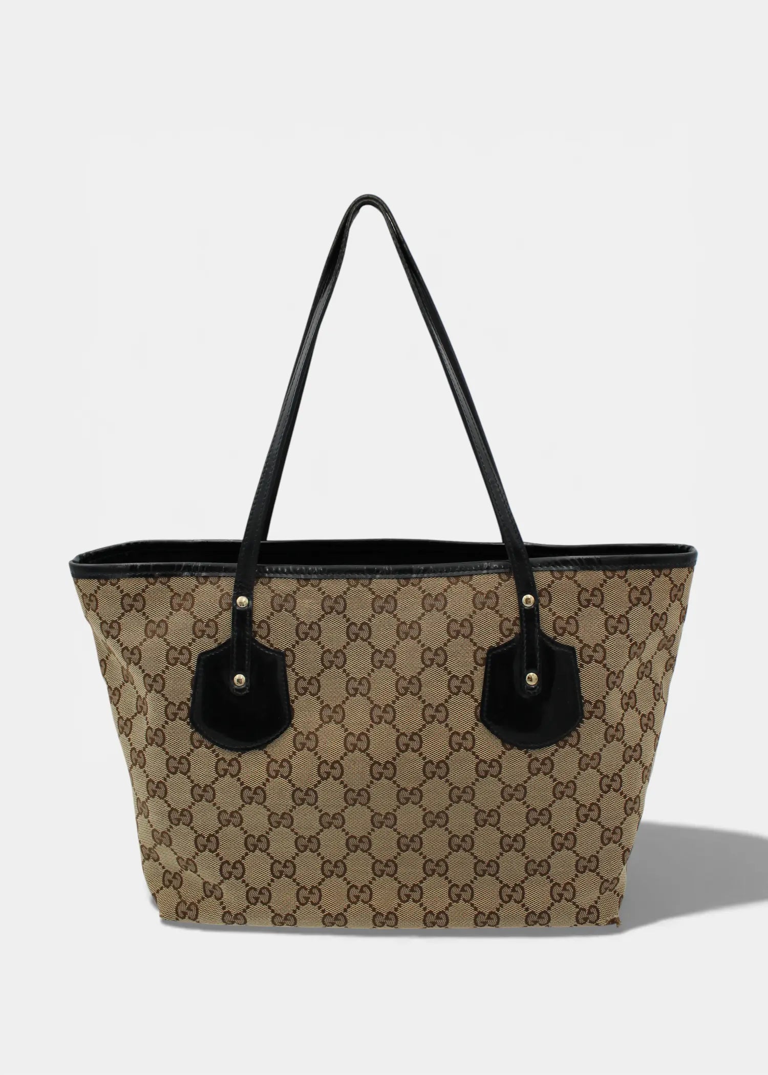 Preloved | Gucci GG Monogram Totebag med Sort PVC Læder