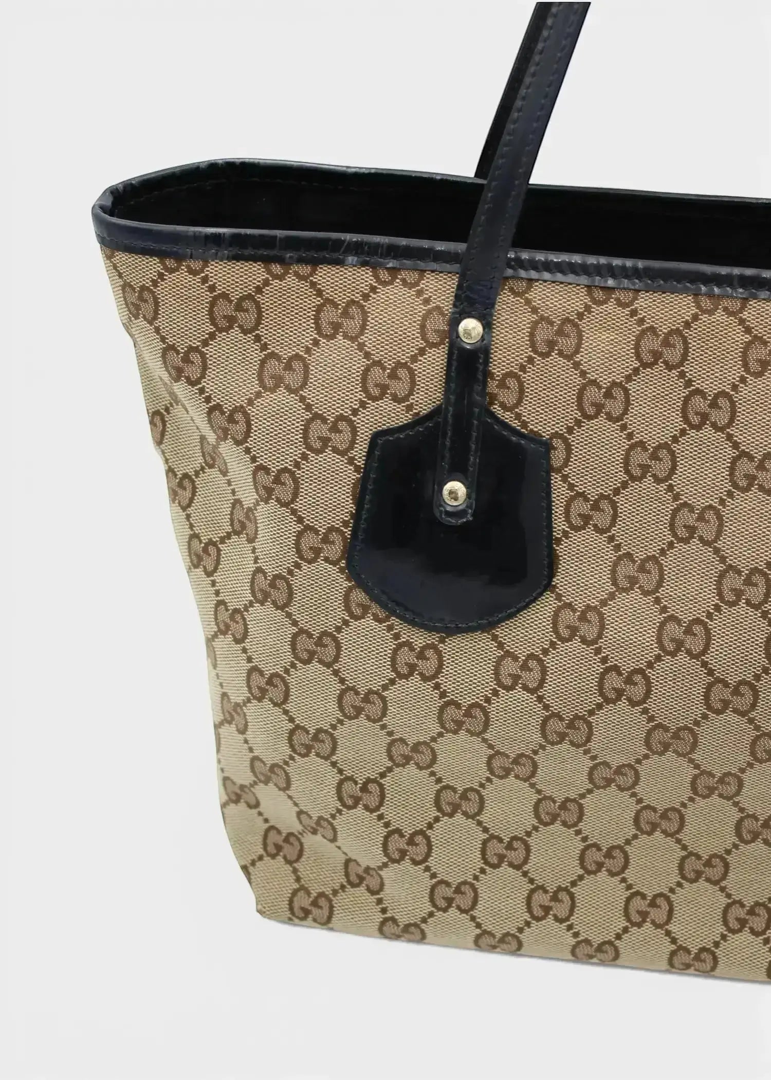Preloved | Gucci GG Monogram Totebag med Sort PVC Læder Gucci