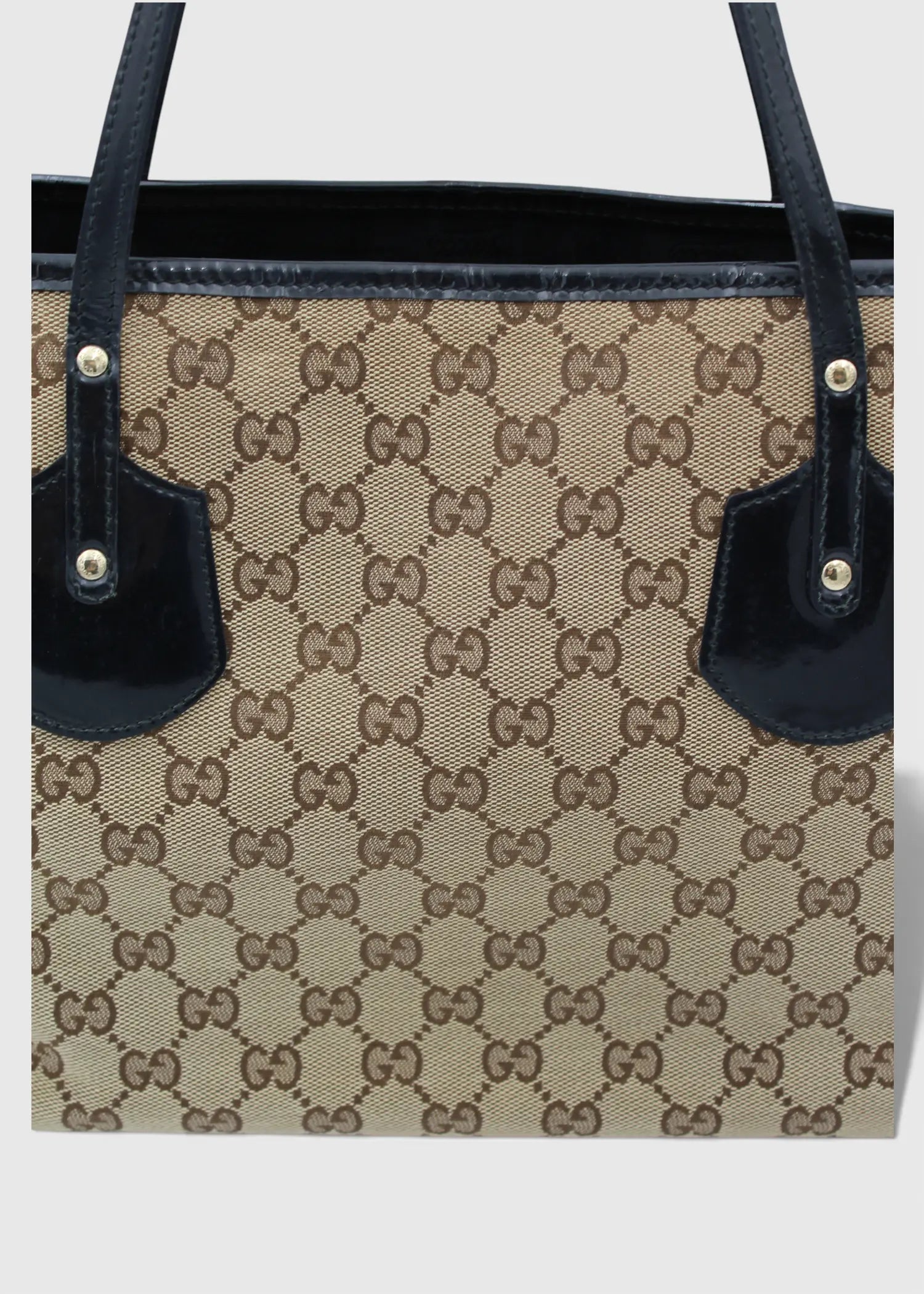 Preloved | Gucci GG Monogram Totebag med Sort PVC Læder