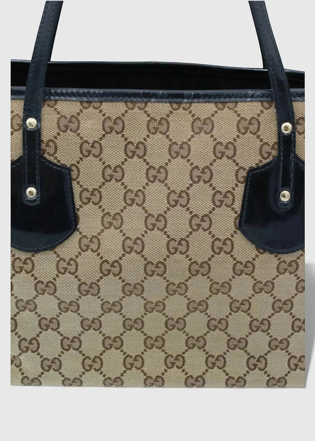 Preloved | Gucci GG Monogram Totebag med Sort PVC Læder Gucci