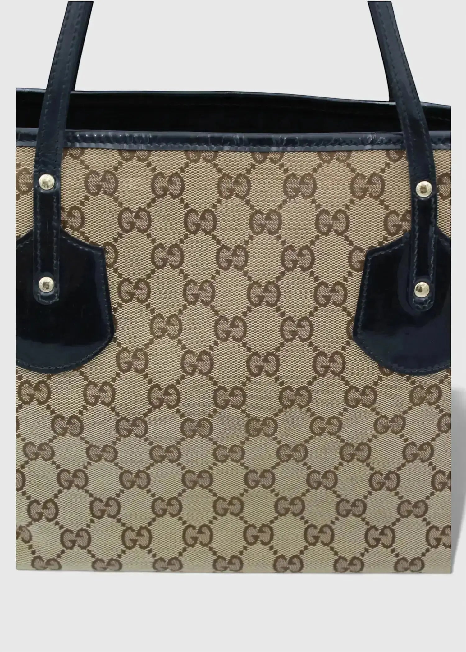Preloved | Gucci GG Monogram Totebag med Sort PVC Læder Gucci