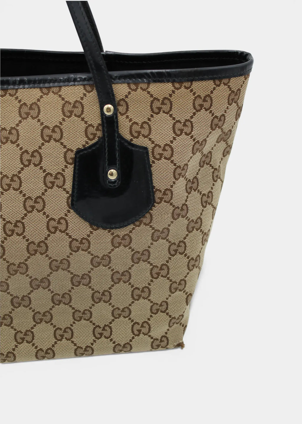 Preloved | Gucci GG Monogram Totebag med Sort PVC Læder