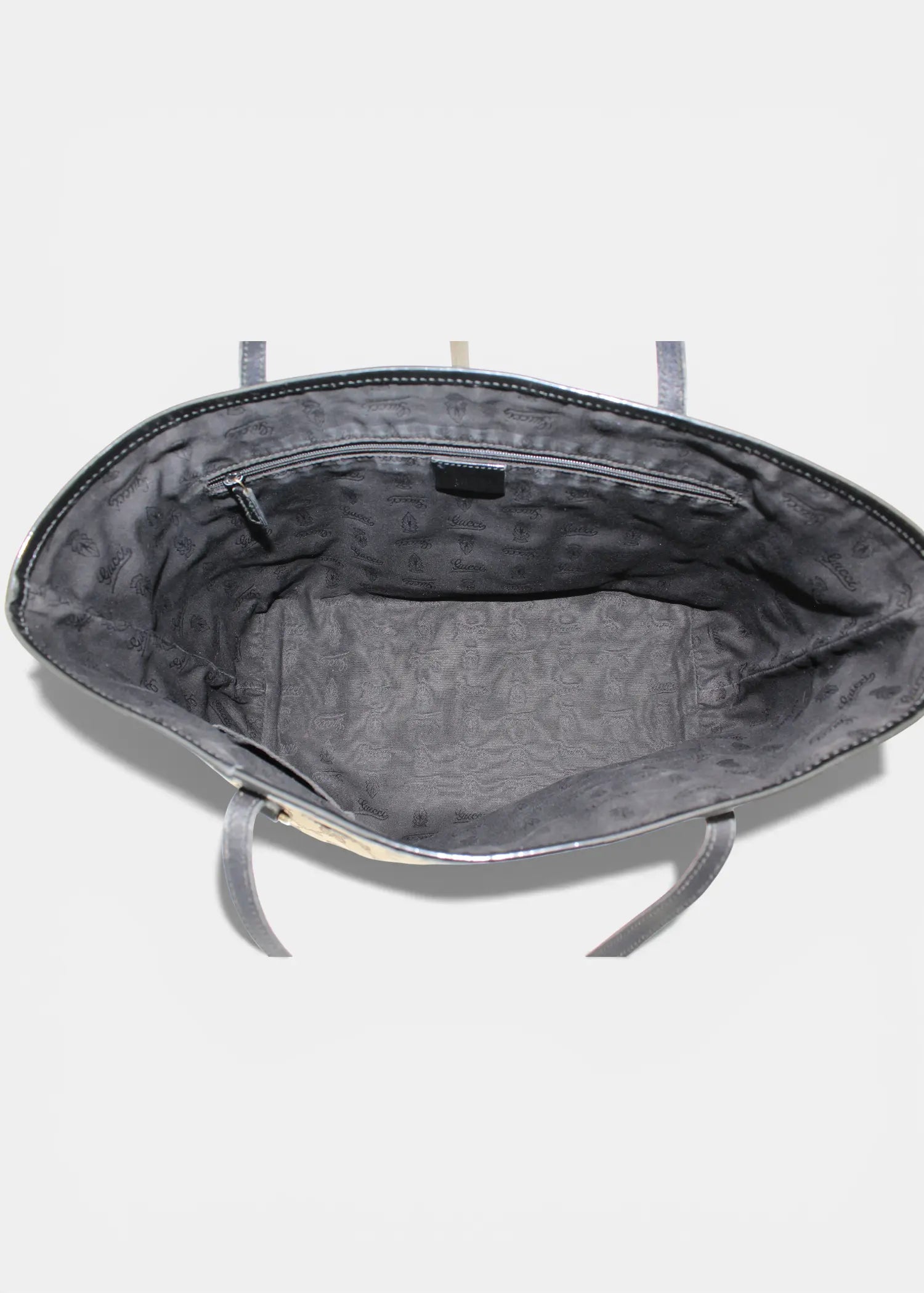 Preloved | Gucci GG Monogram Totebag med Sort PVC Læder