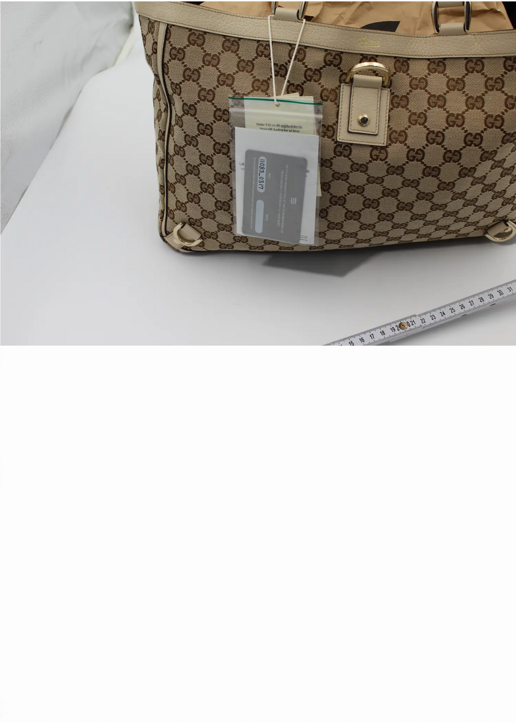 Preloved | Gucci GG Monogram Totebag Abbey med Hvid Læder