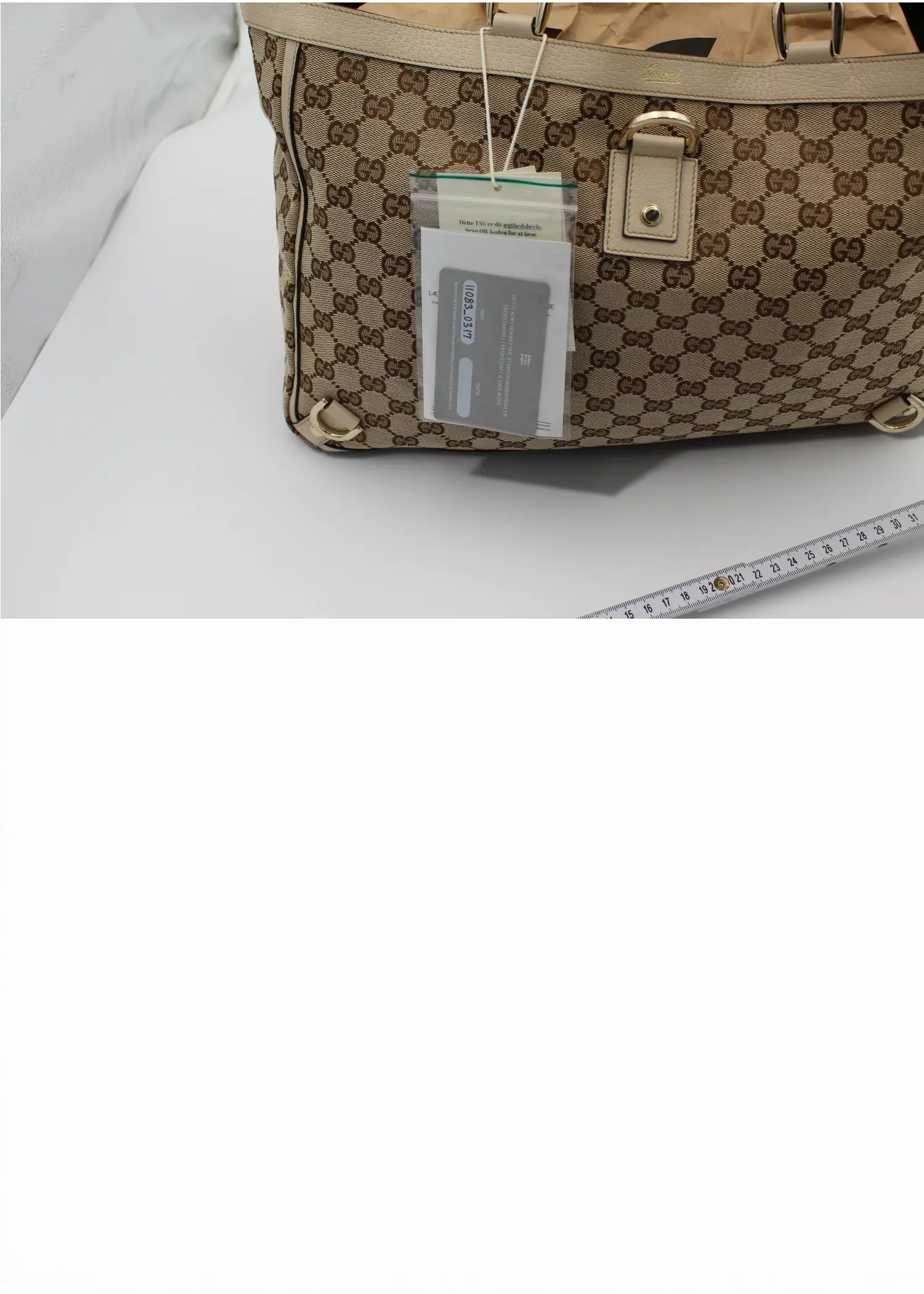 Preloved | Gucci GG Monogram Totebag Abbey med Hvid Læder