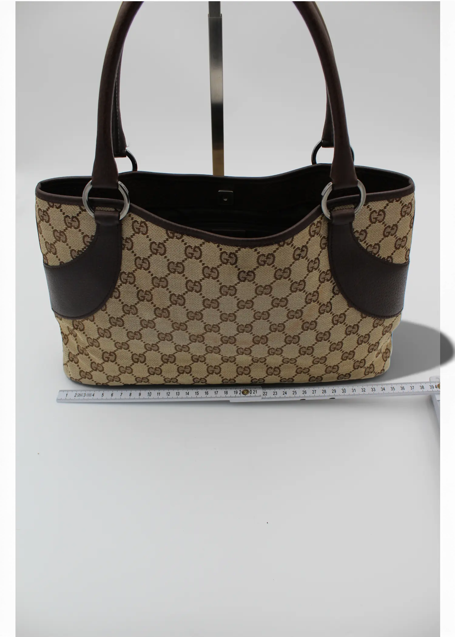 Preloved | Gucci GG Monogram Skuldertaske med Brun Læder