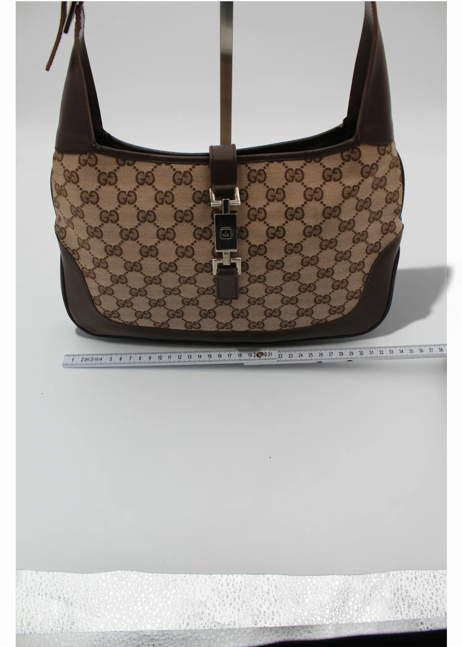 Preloved | Gucci GG Monogram Skuldertaske Jackie med Brun Læder