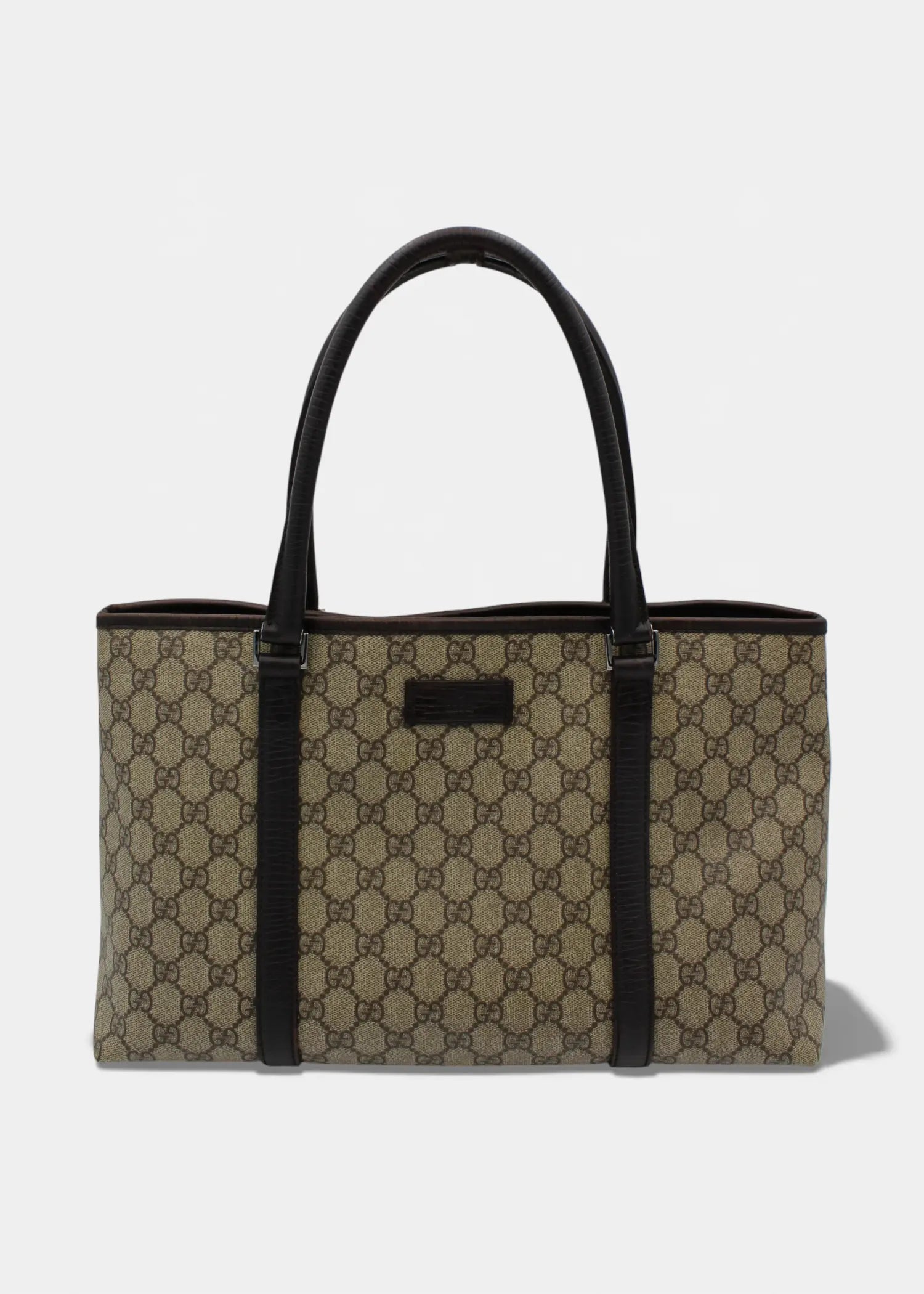 Preloved | Gucci GG Monogram Totebag med Brun Læder