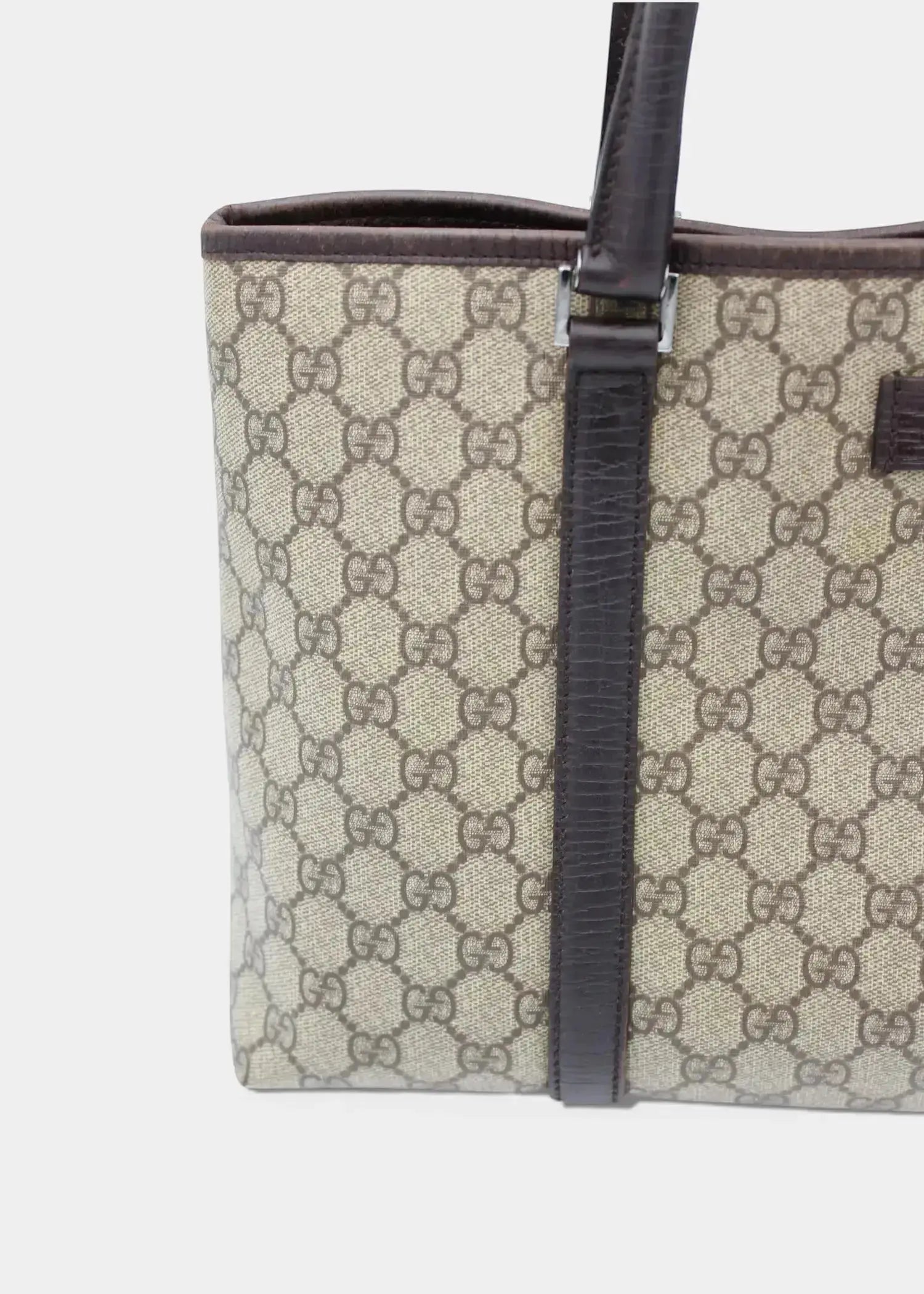 Preloved | Gucci GG Monogram Totebag med Brun Læder Gucci