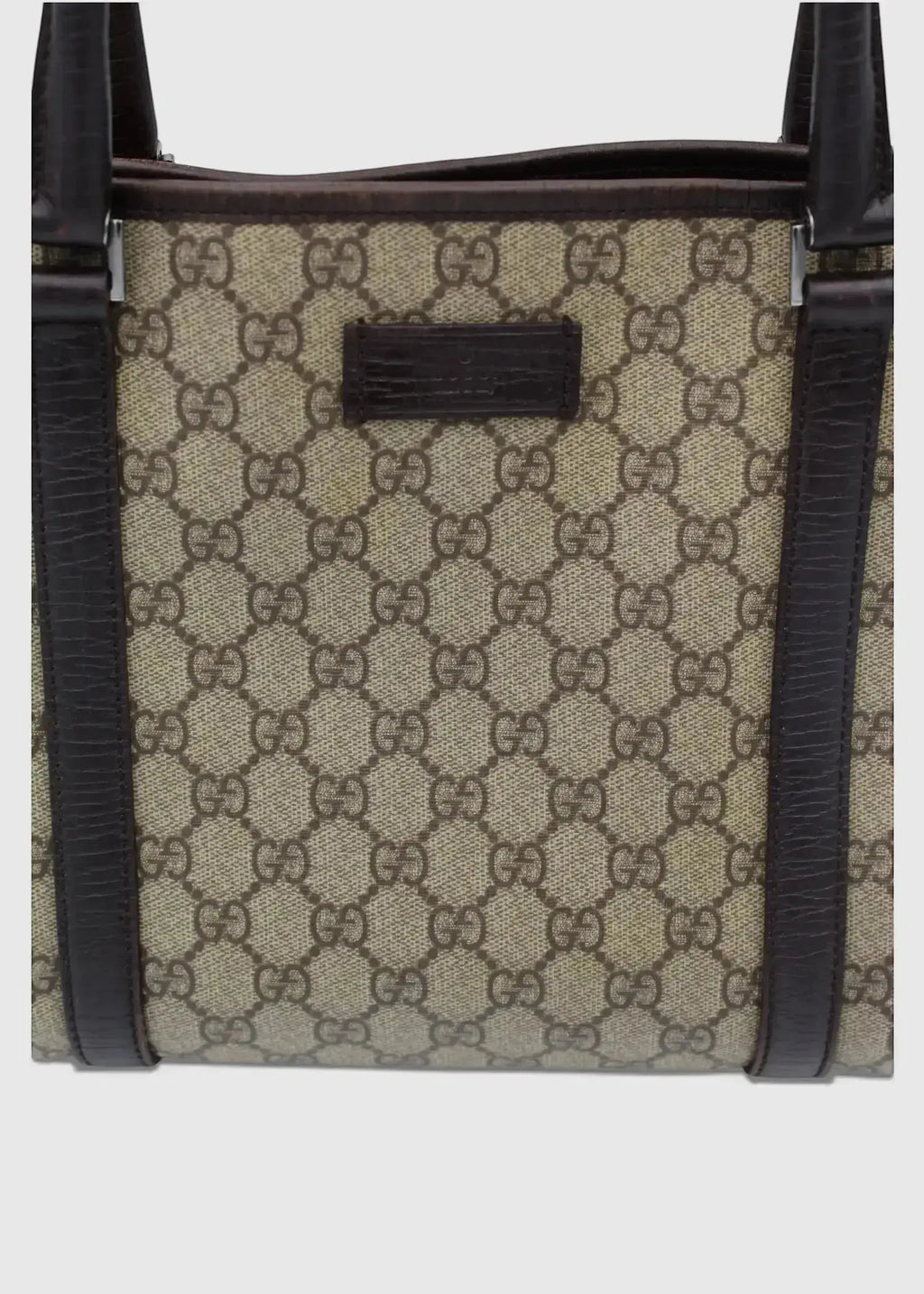 Preloved | Gucci GG Monogram Totebag med Brun Læder Gucci